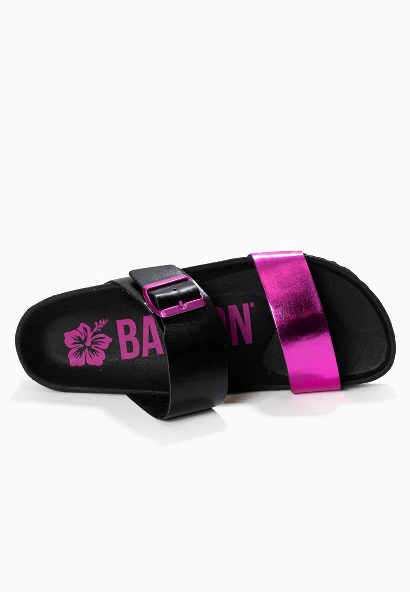 Sandalias Valence Negro y Fucsia