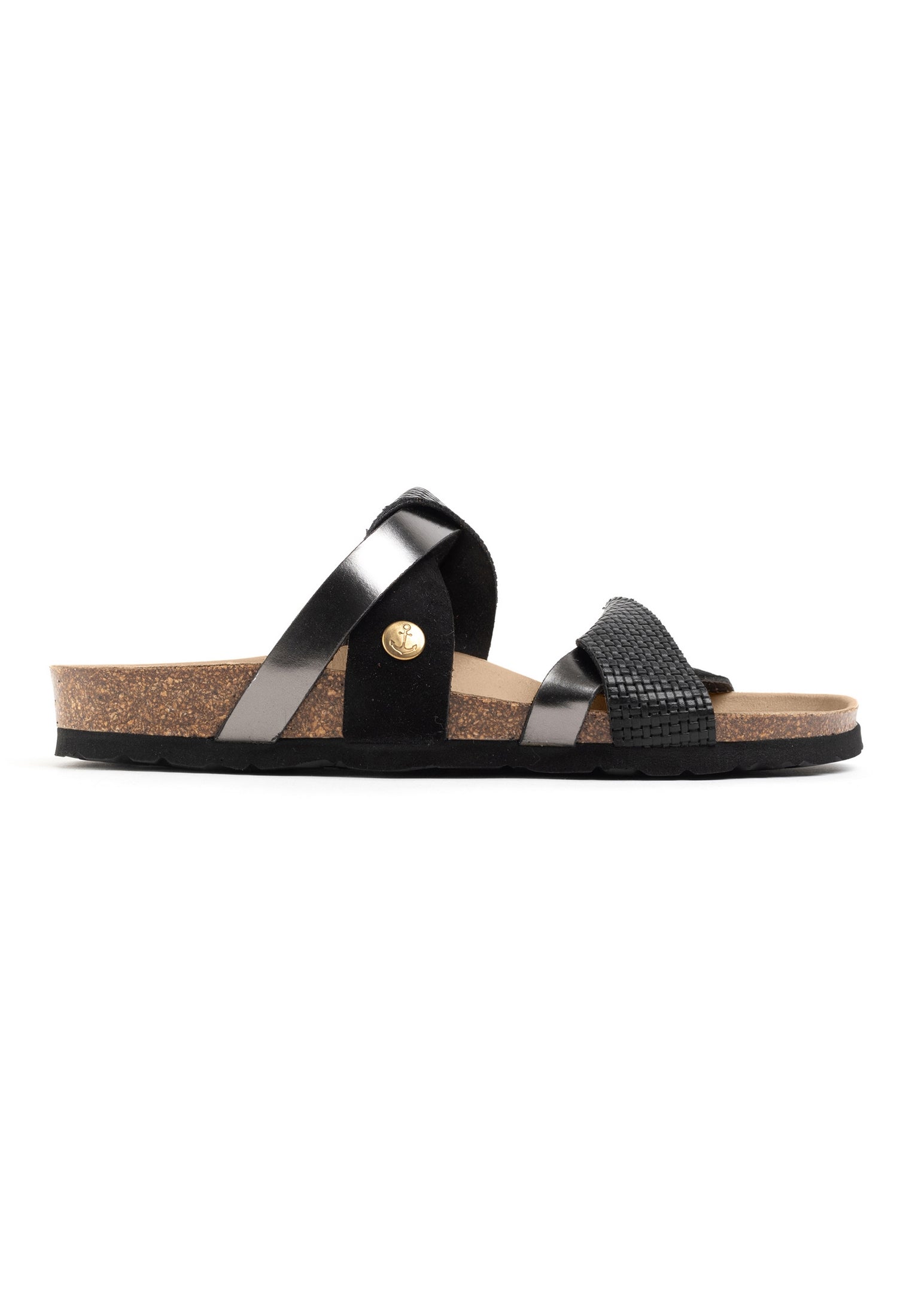 Sandales 2 Brides Biarritz Noir Et Anthracite