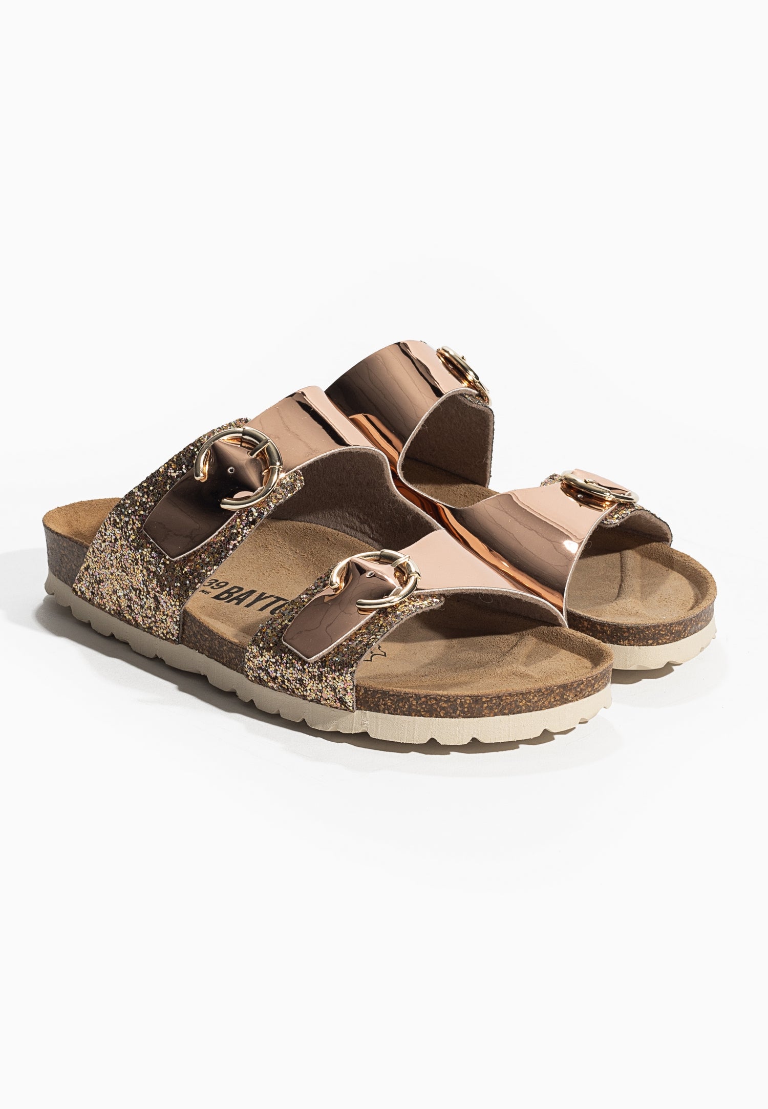 Sandales 2 Brides Ilithyie Rose gold et paillettes