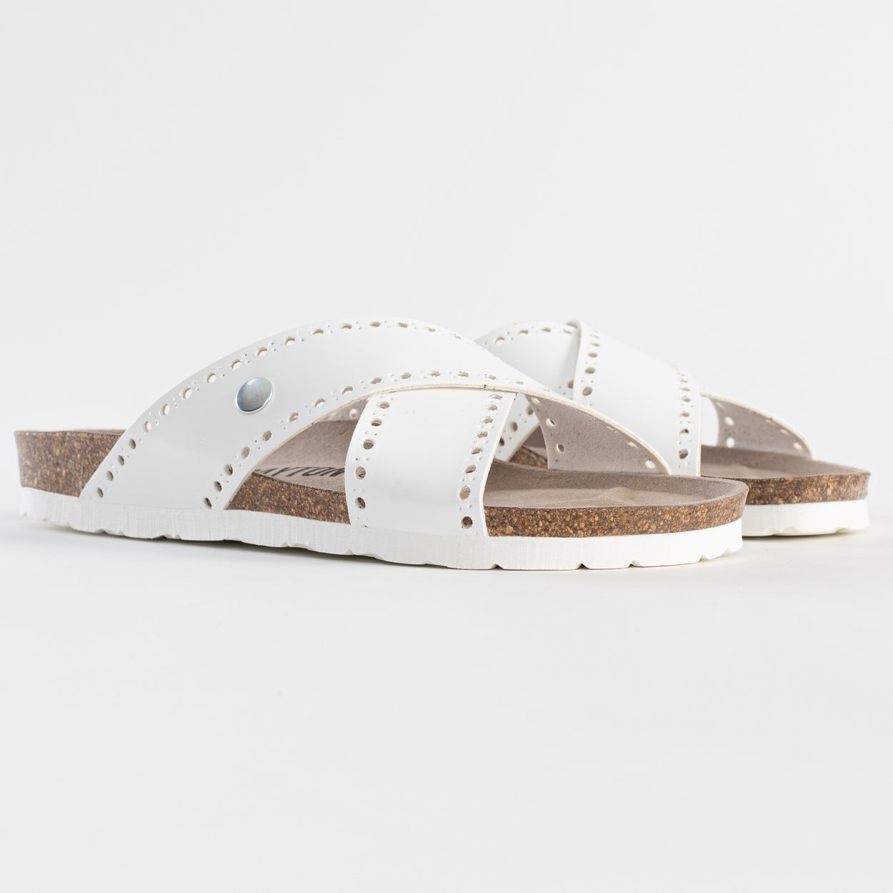 Elche White 2 Strap Sandals