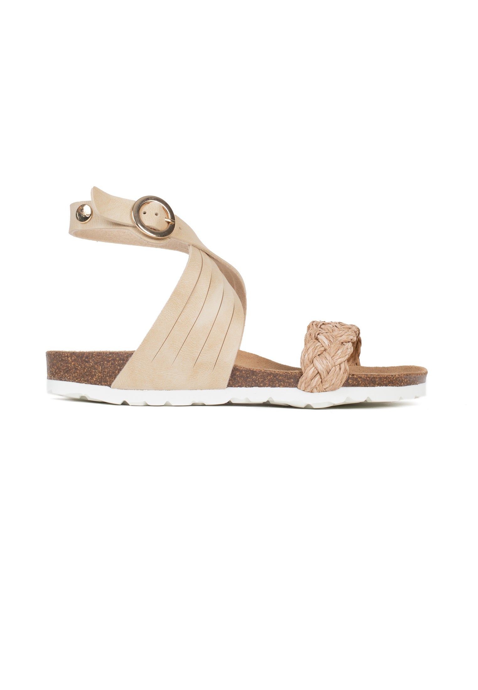 Sandales Garrigue Beige Et Dorées Multi-Brides