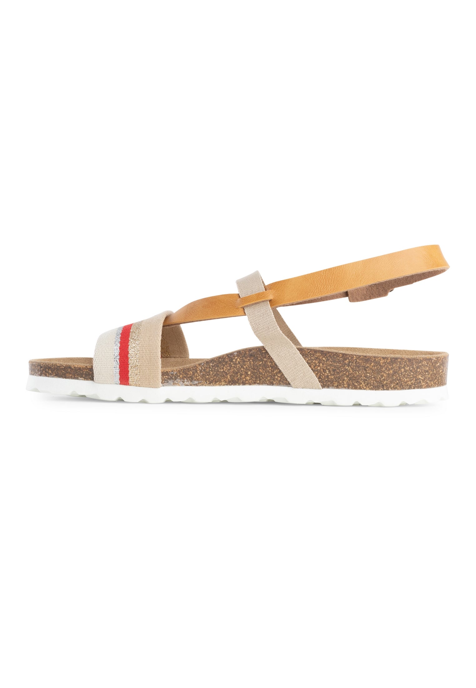Spencer Beige and Camel and Red Multi-Strap Sandals
