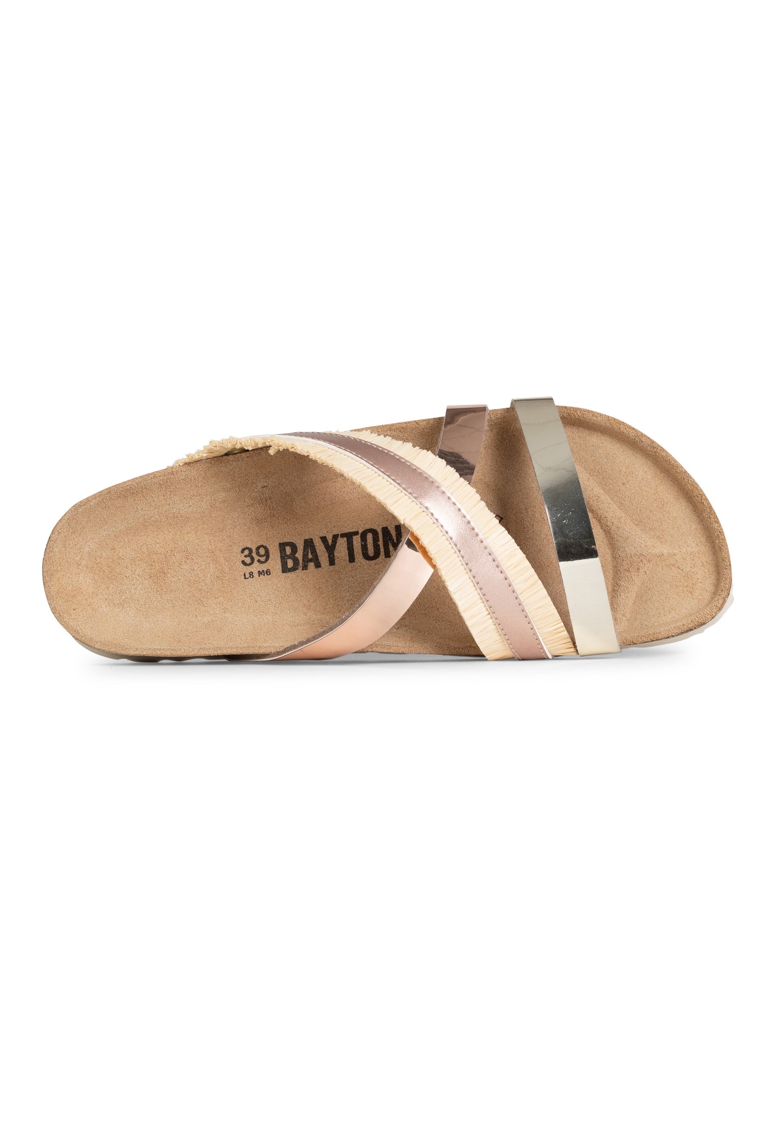 Sandalias Reine Multibrides Beige Y Oro Rosa