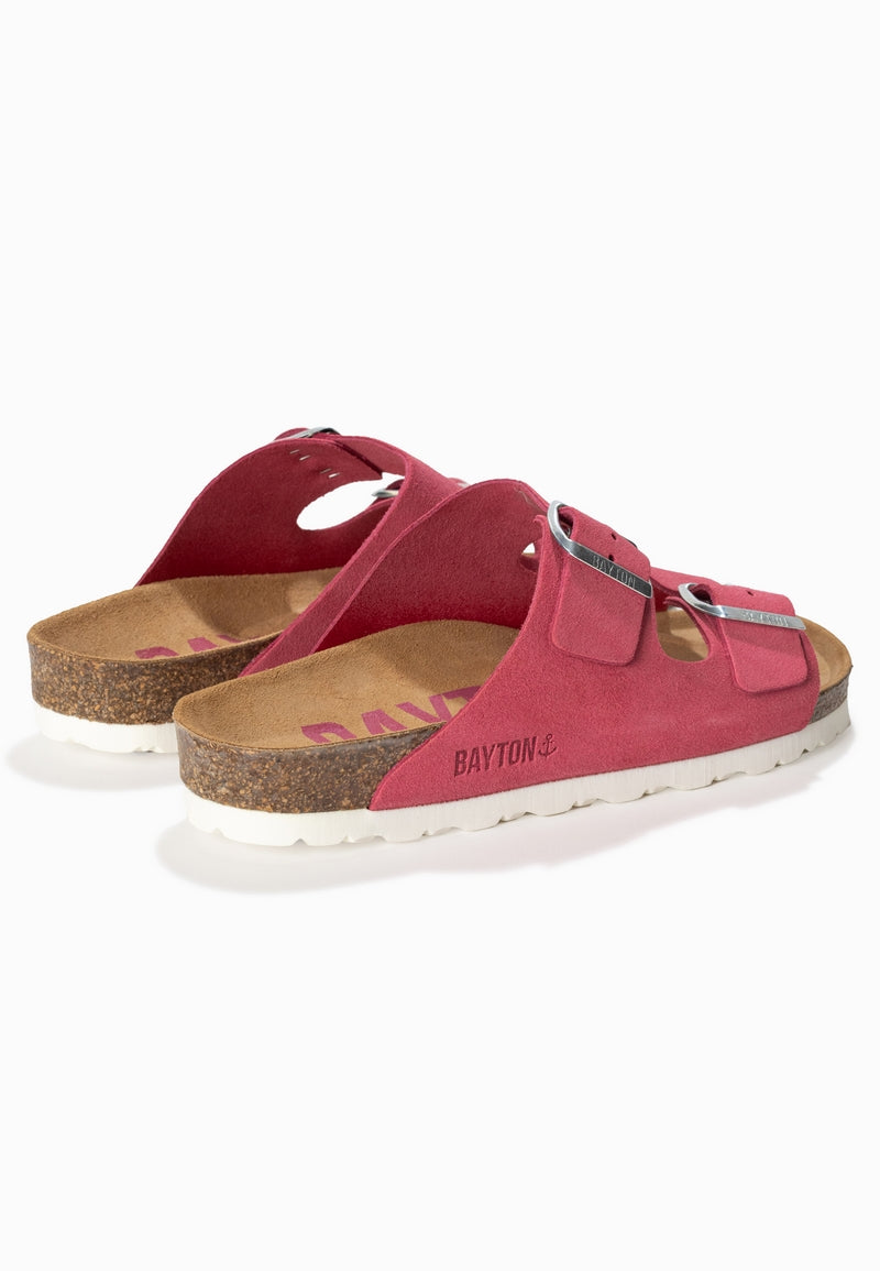 Sandales 2 Brides Atlas Rose en Cuir Suédé