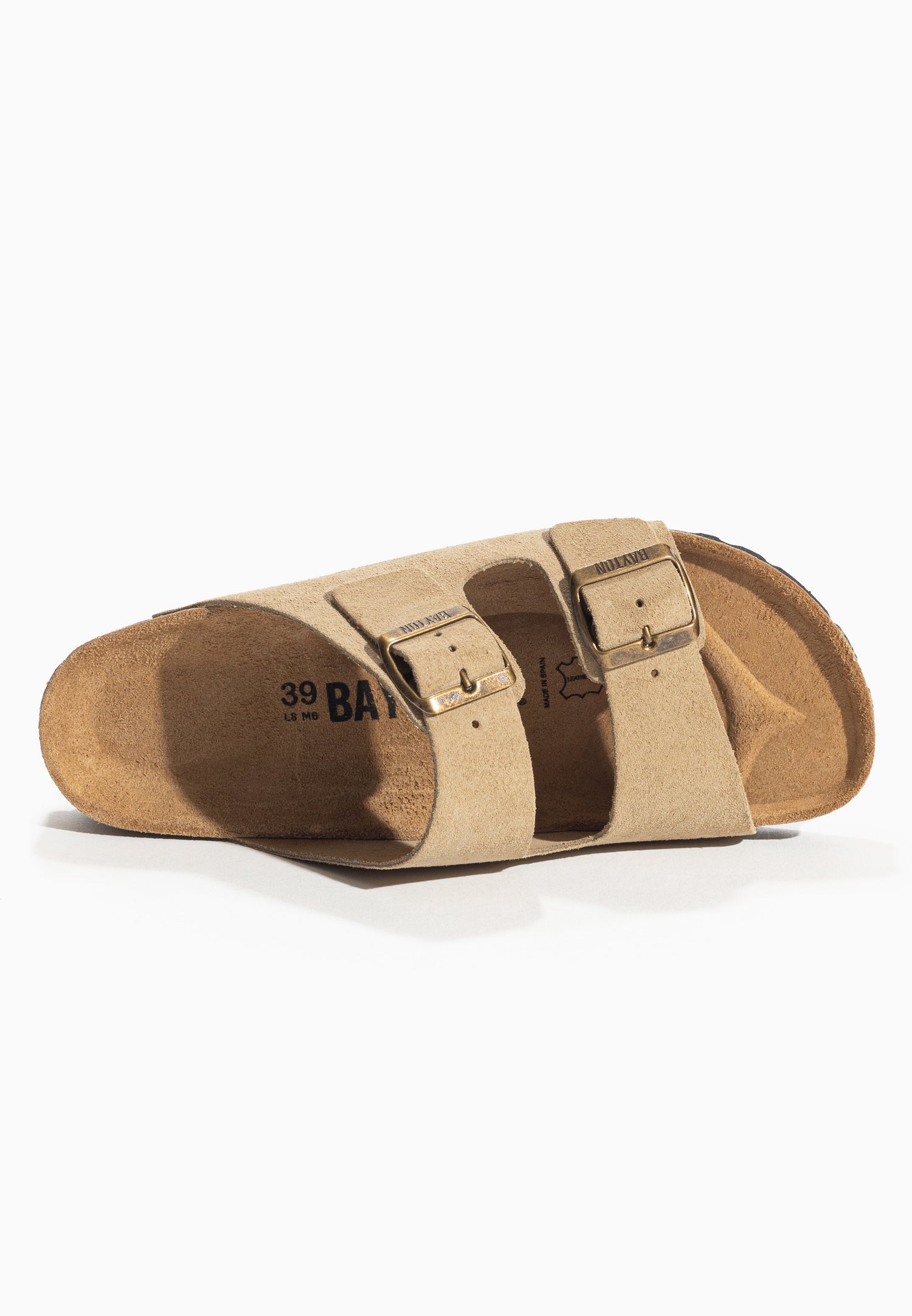 Sandales 2 Brides Atlas Beige Femme en Cuir Suédé