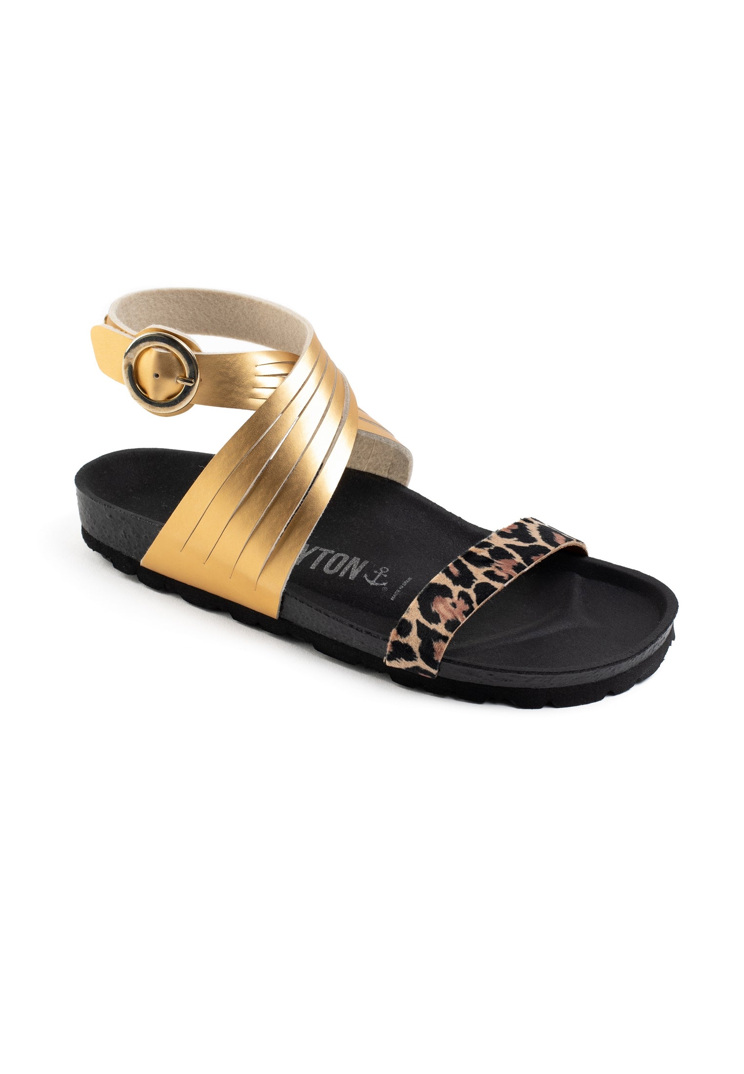 Sandales Garrigue Leopard Et Dorées Multi-Brides