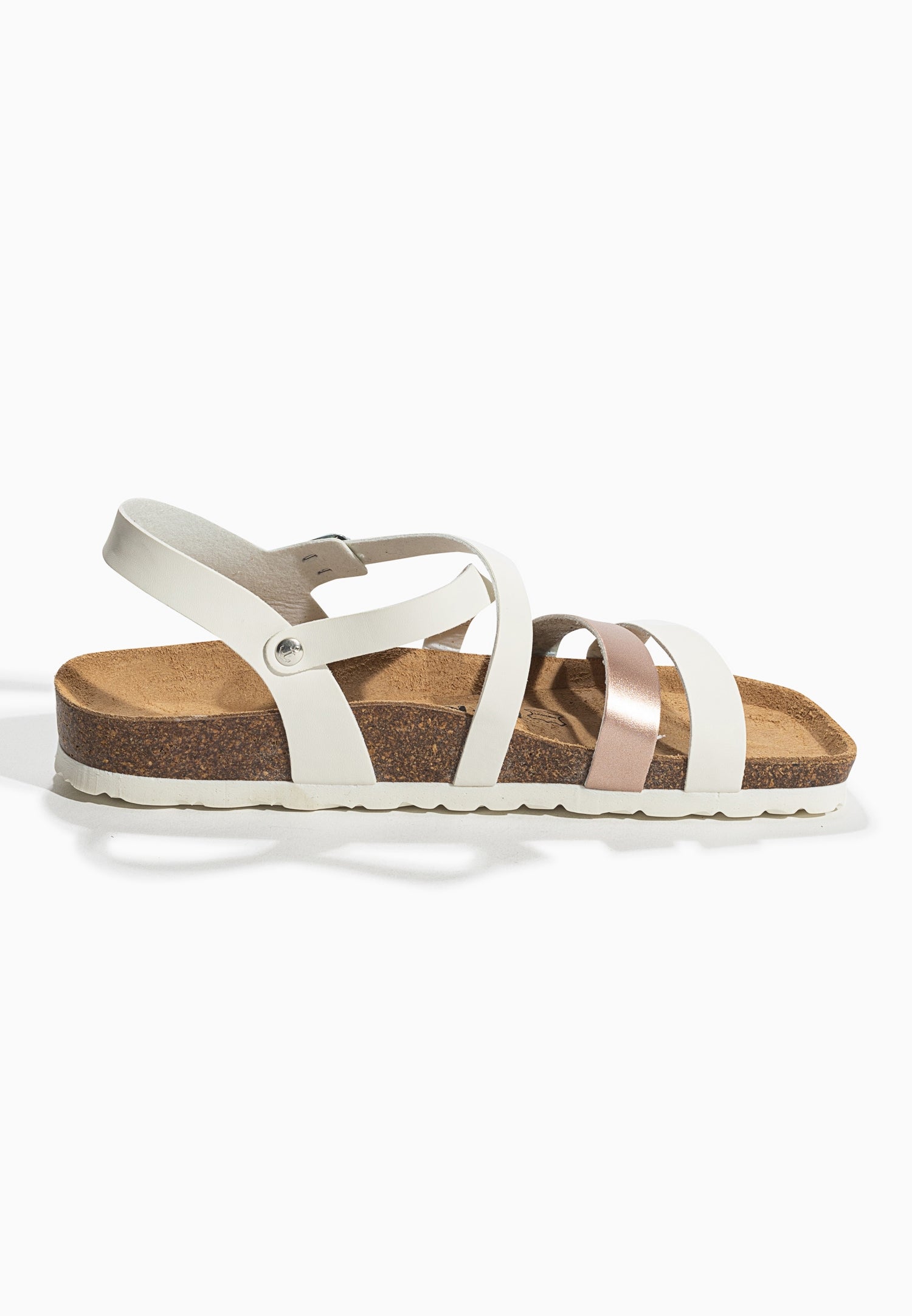 Sandalias Gerone en blanco y oro rosa