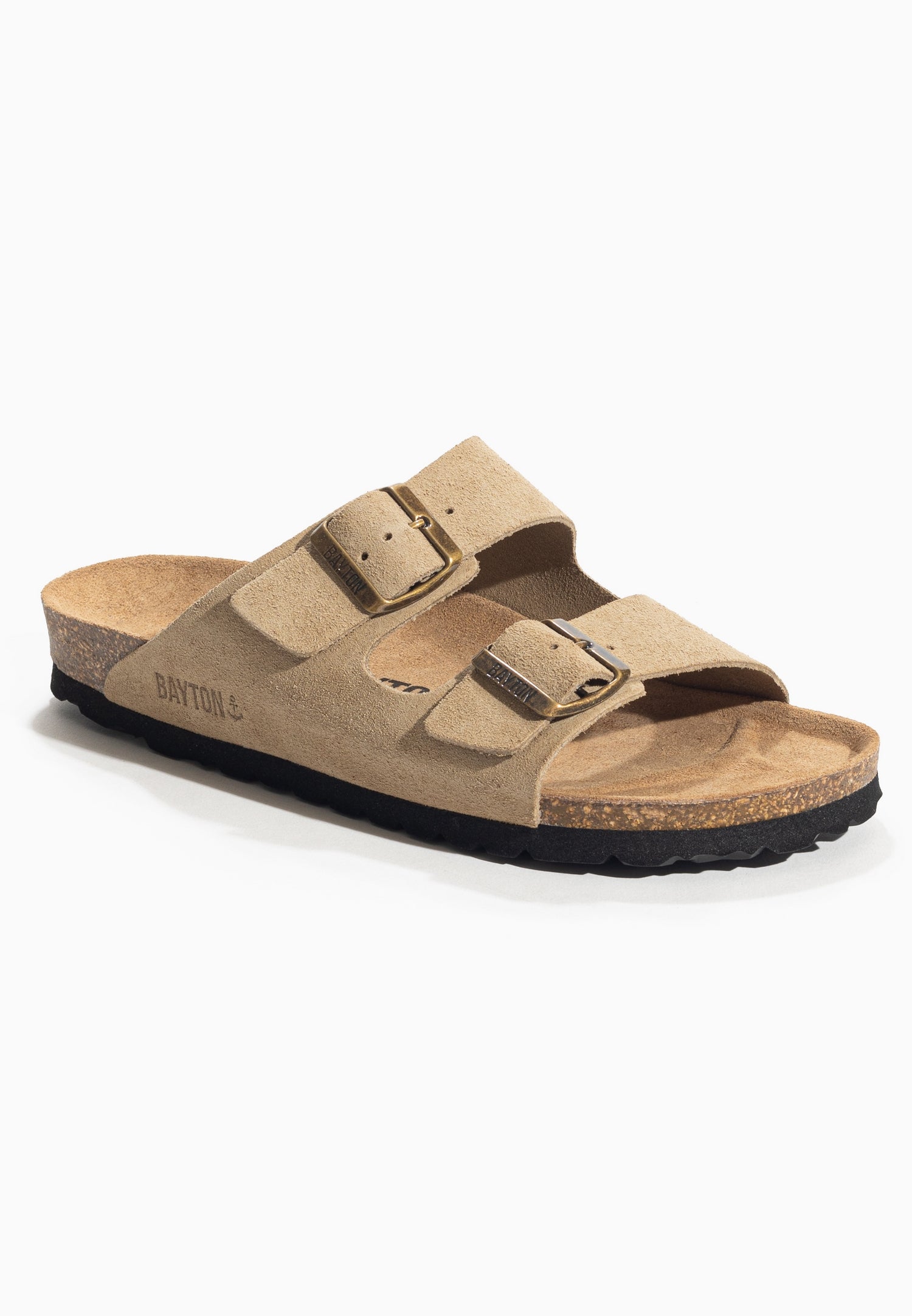 Sandales 2 Brides Atlas Beige Femme en Cuir Suédé