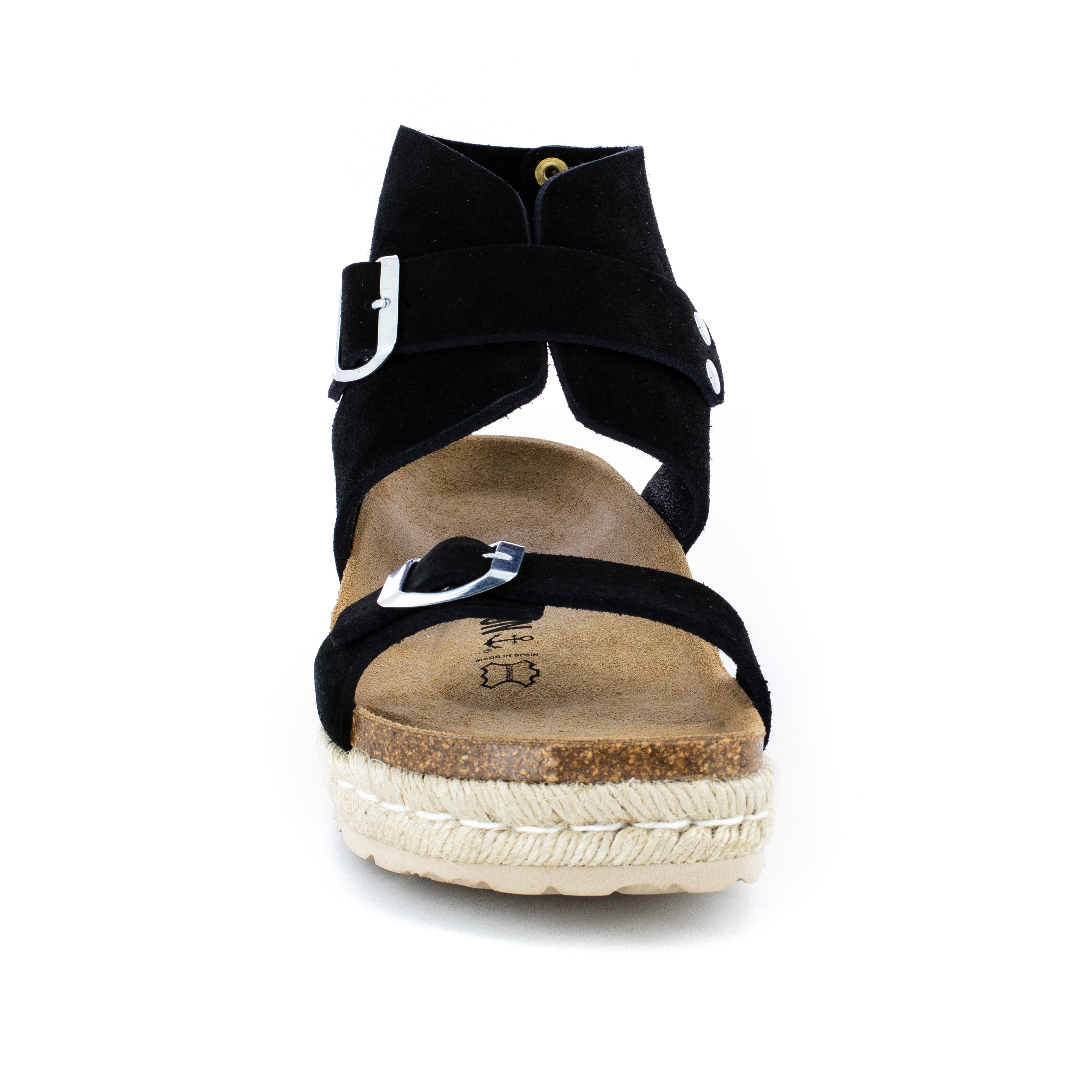 Sandales Dubbo à Plateforme Noir en Cuir Suédé Multi-Brides