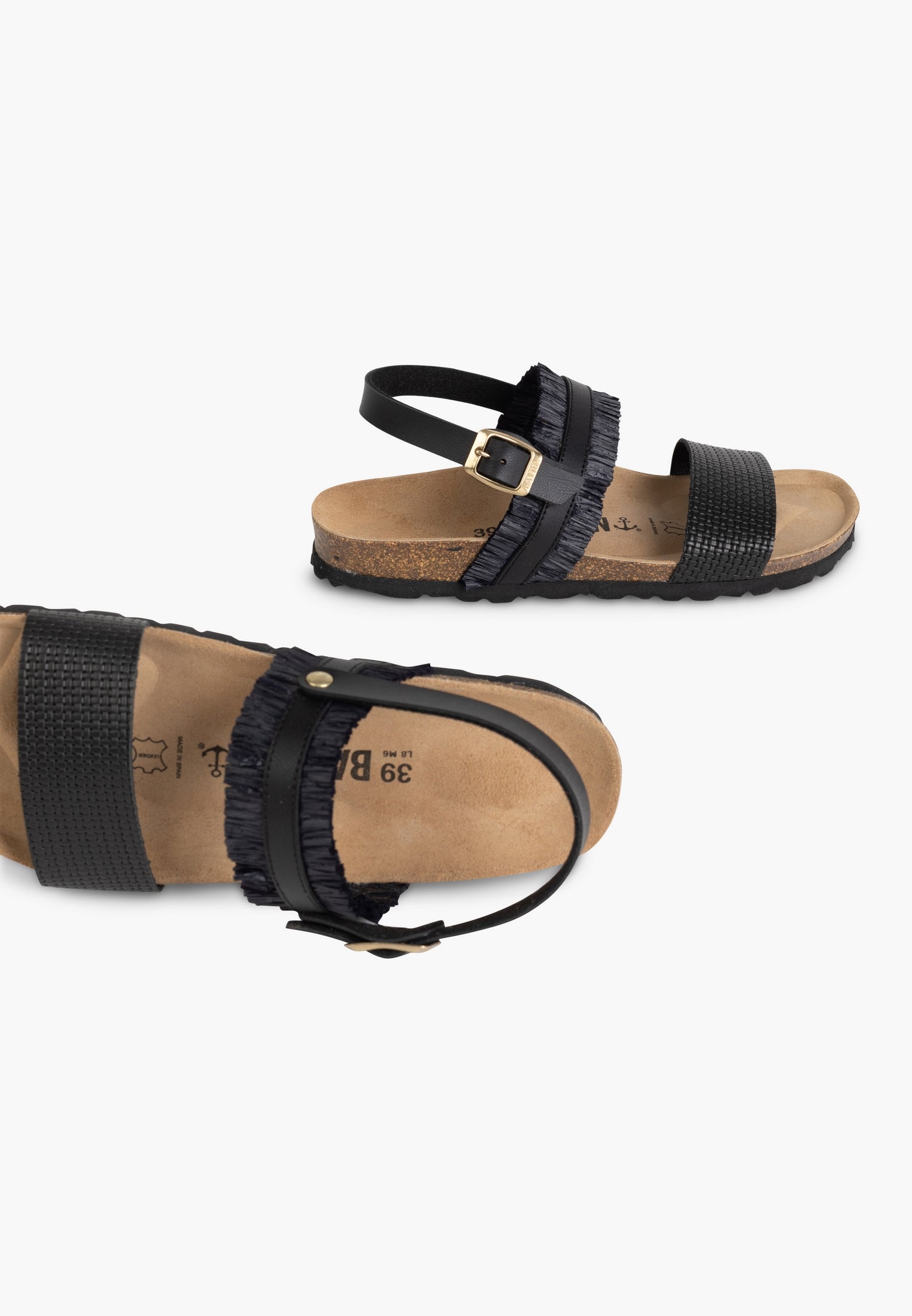 Sandales Romane Noir Multi-Brides