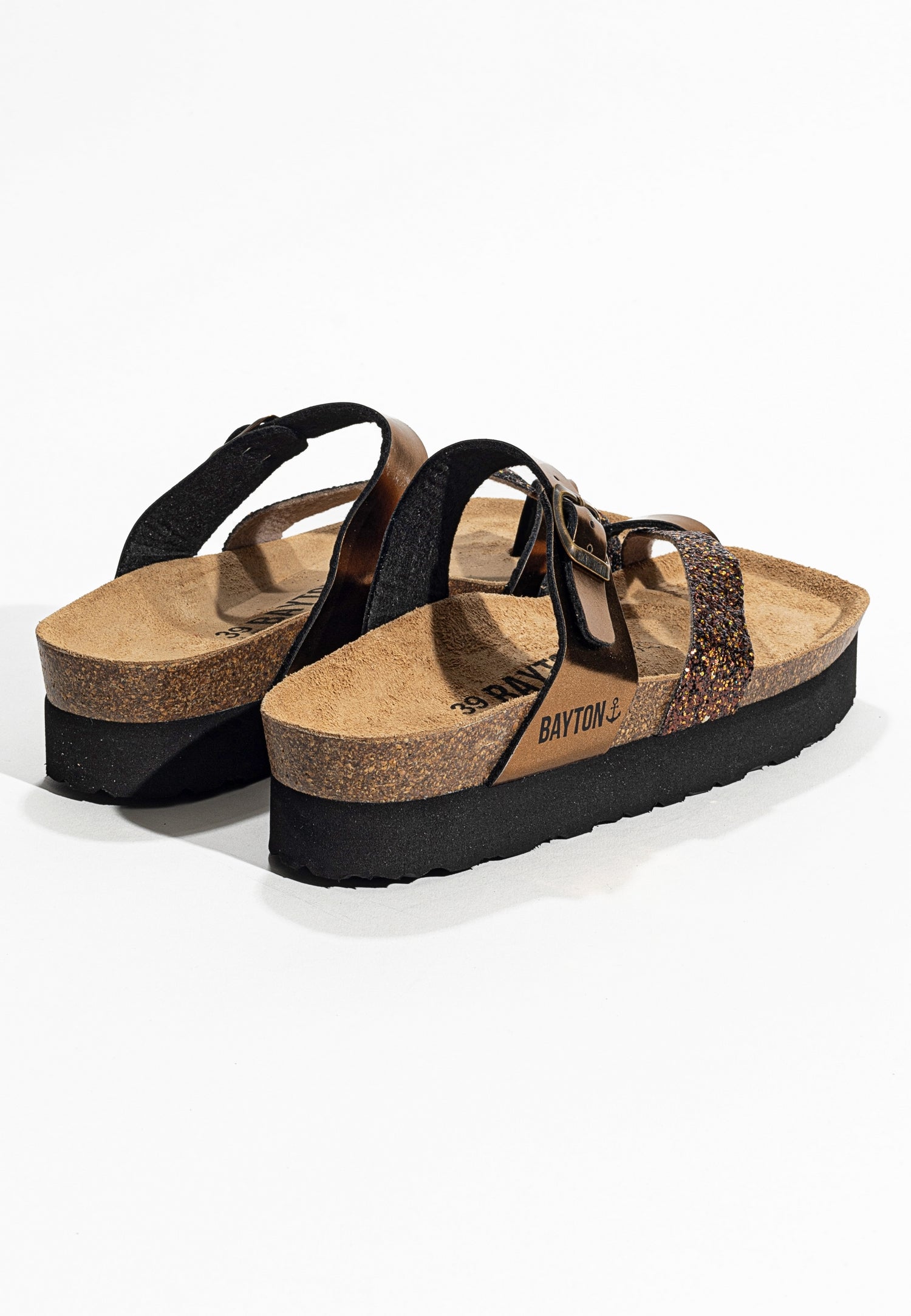 Sandales Andromac Bronze et paillettes à Plateforme