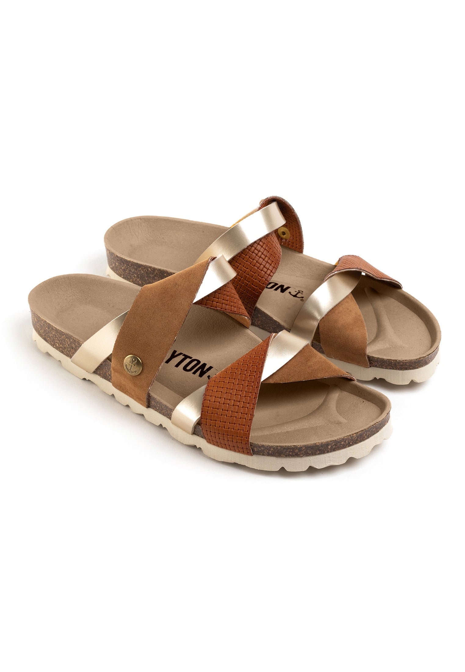Sandales 2 Brides Biarritz Tan Et Marron