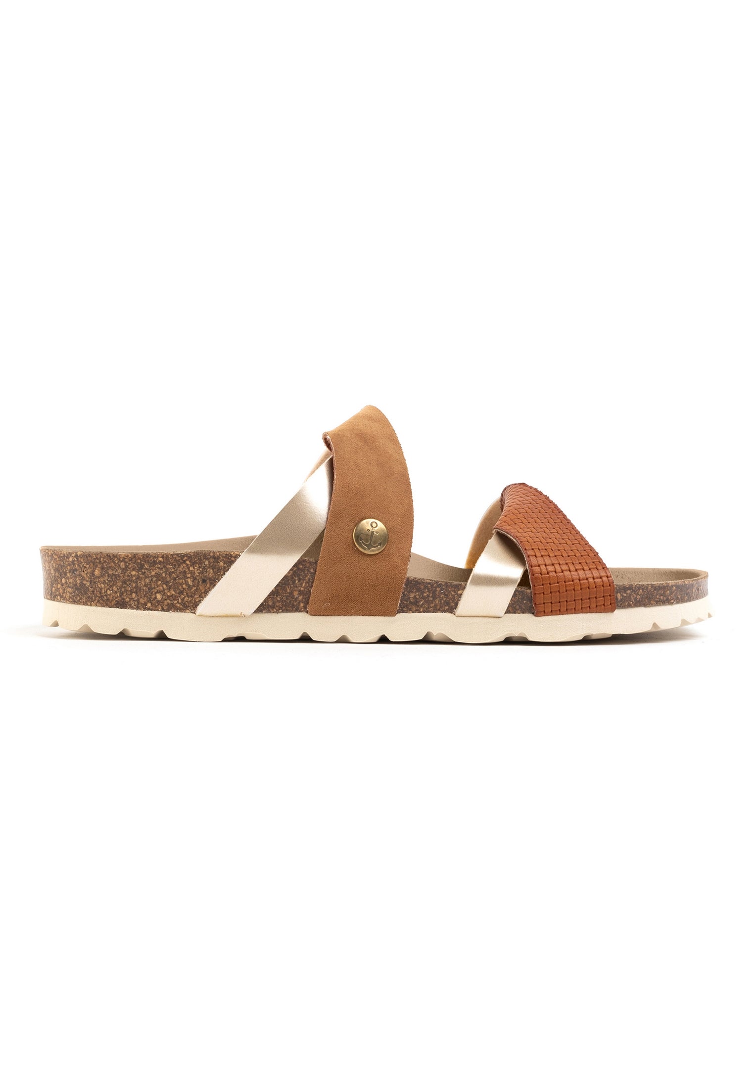 Sandales 2 Brides Biarritz Tan Et Marron