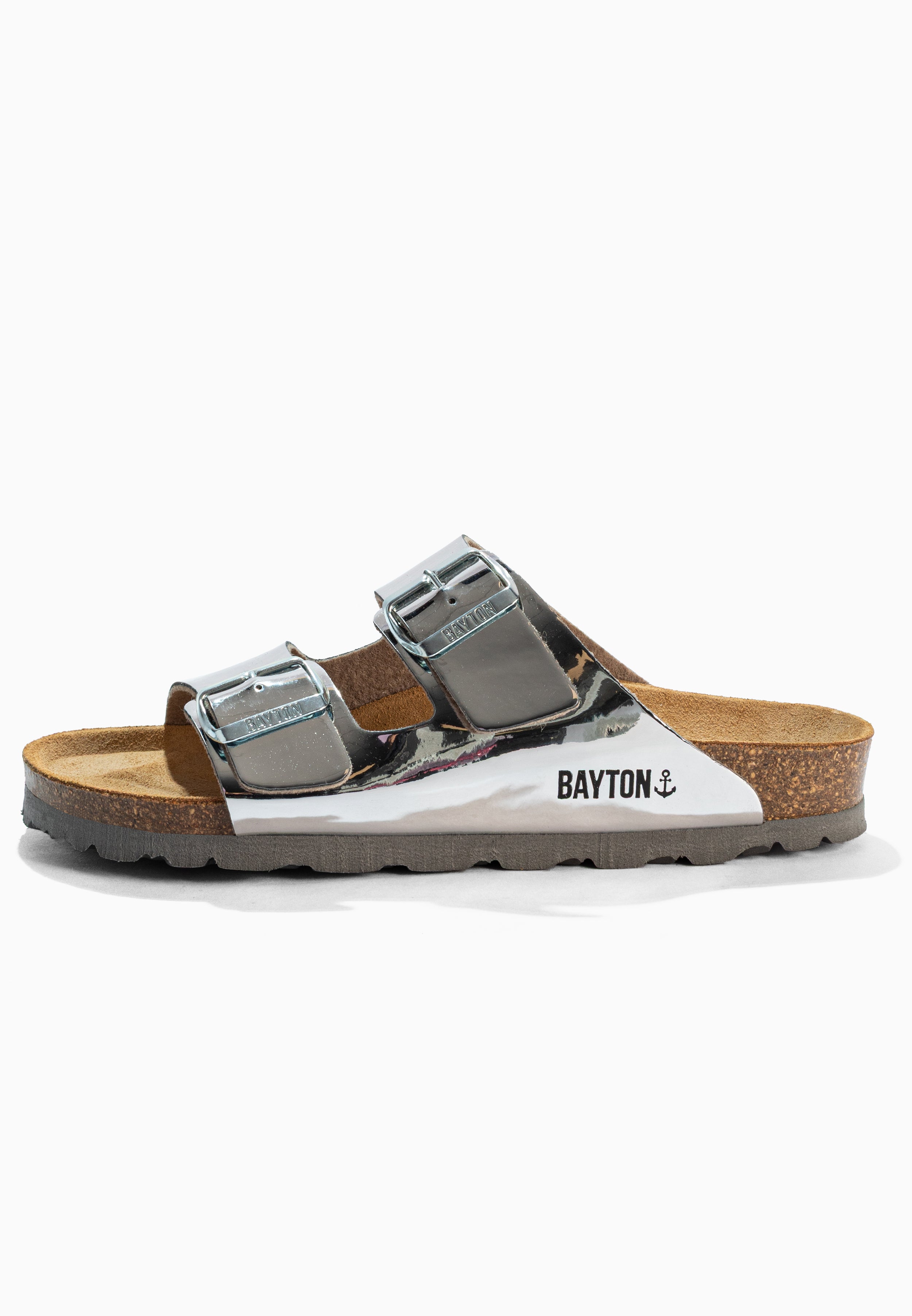 Sandalias plateadas con espejo Atlas de 2 correas
