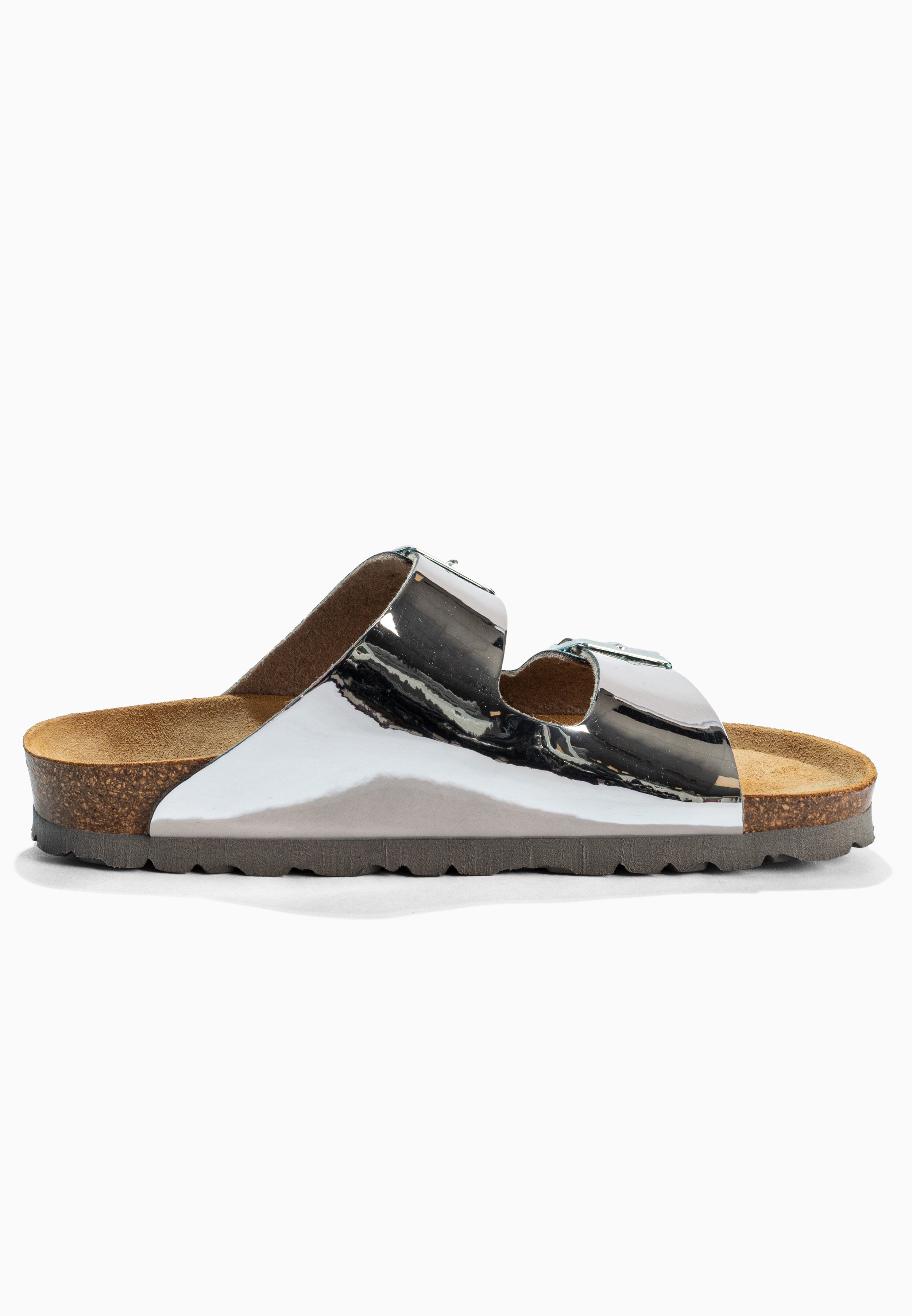 Sandalias plateadas con espejo Atlas de 2 correas