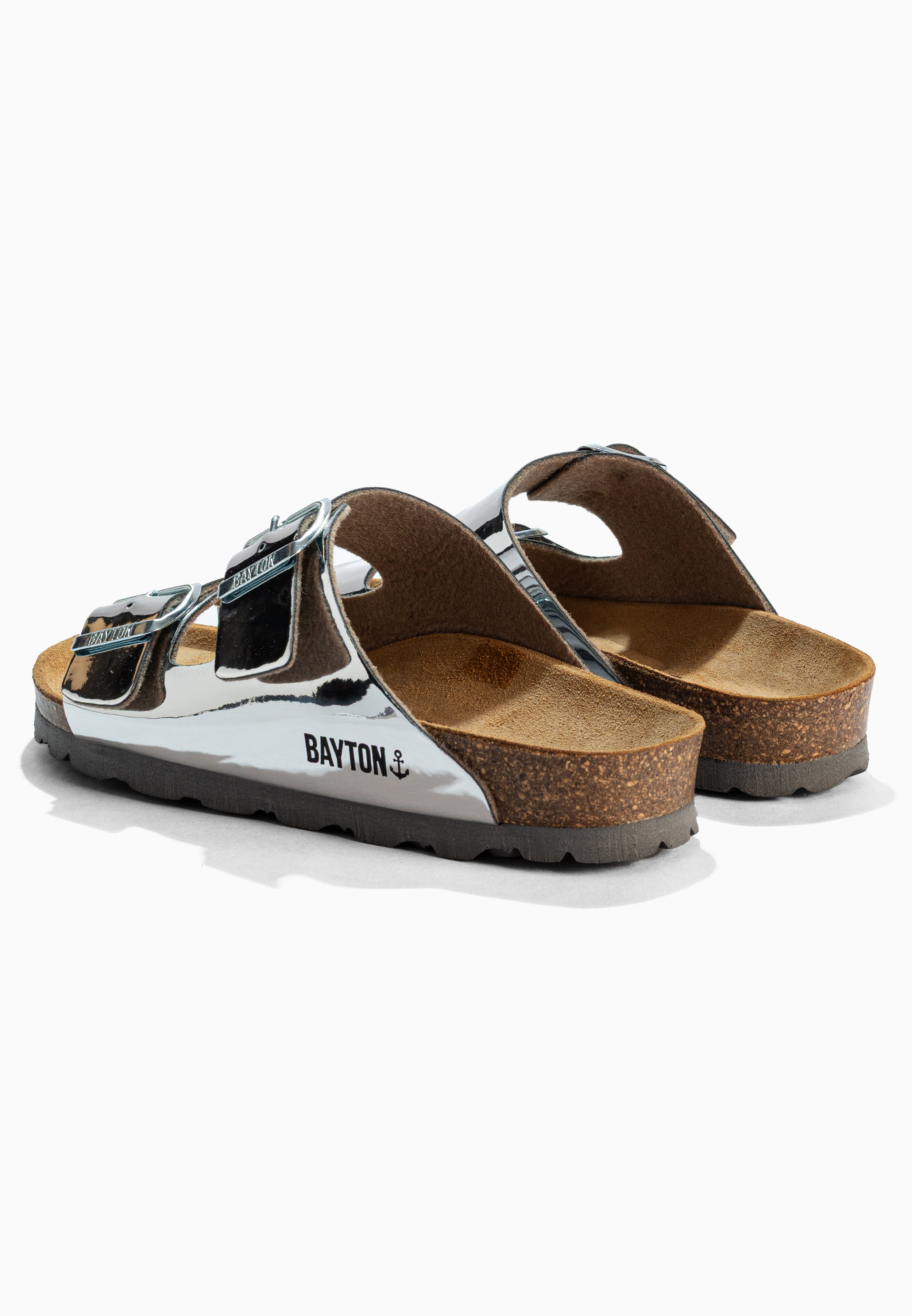 Sandalias plateadas con espejo Atlas de 2 correas
