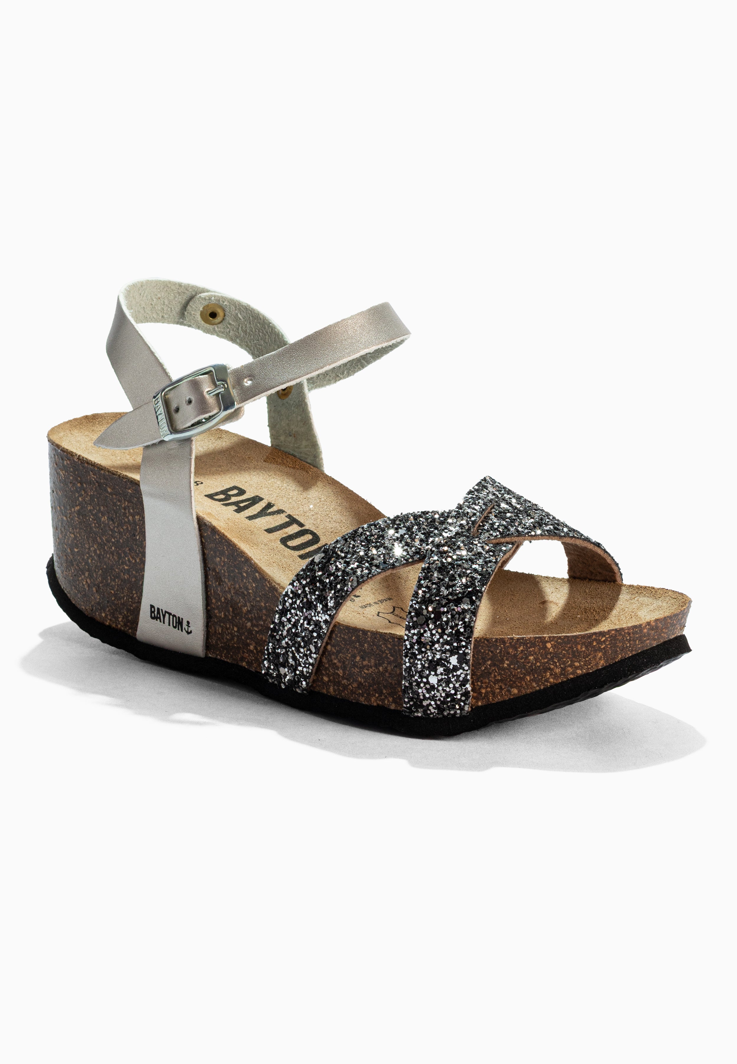 Venus Anthracite and Silver Wedge and Semi-Wedge Sandals