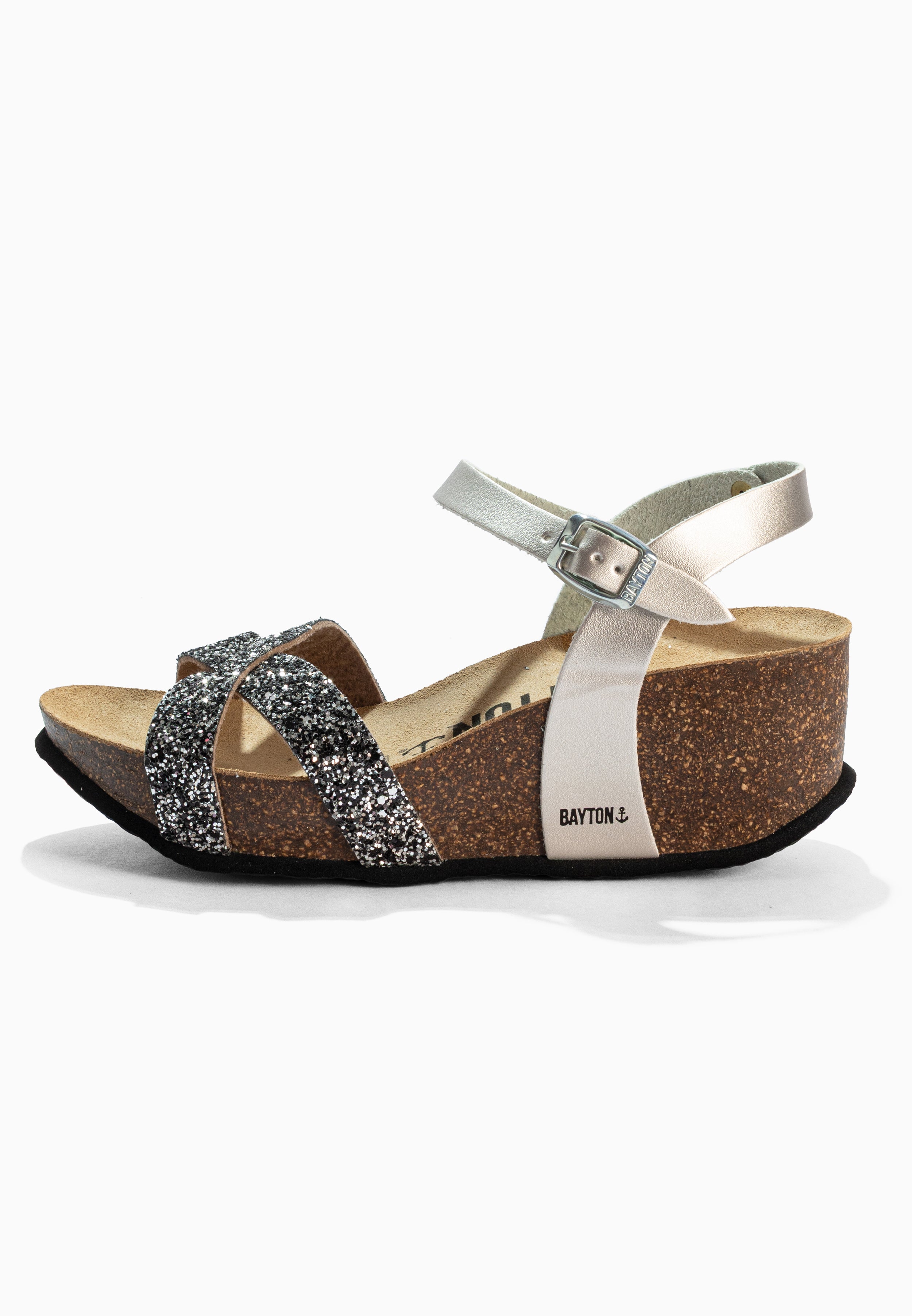 Venus Anthracite and Silver Wedge and Semi-Wedge Sandals