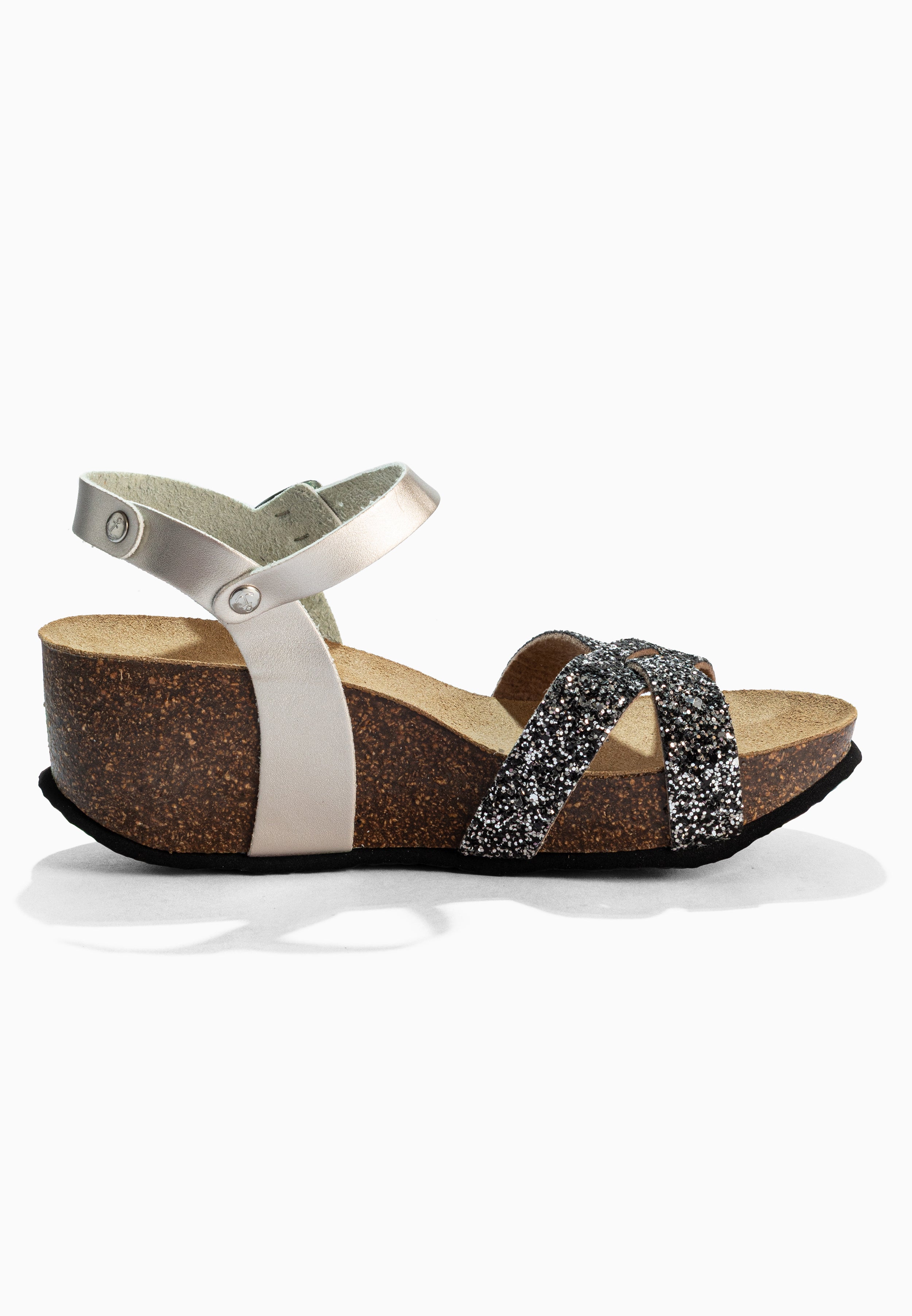 Venus Anthracite and Silver Wedge and Semi-Wedge Sandals
