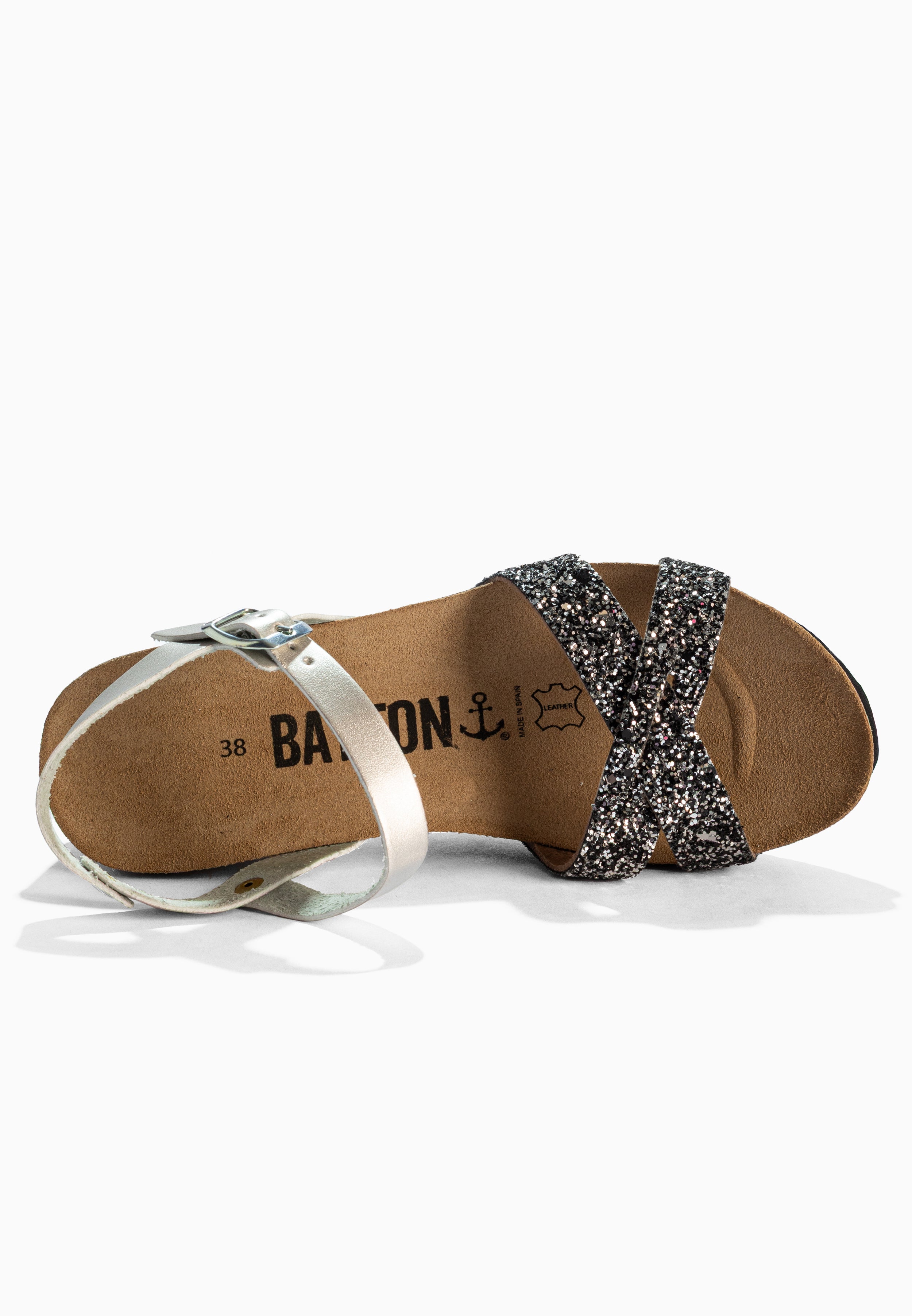 Sandales Venus Anthracite et Argent Compensées et Semi-compensées