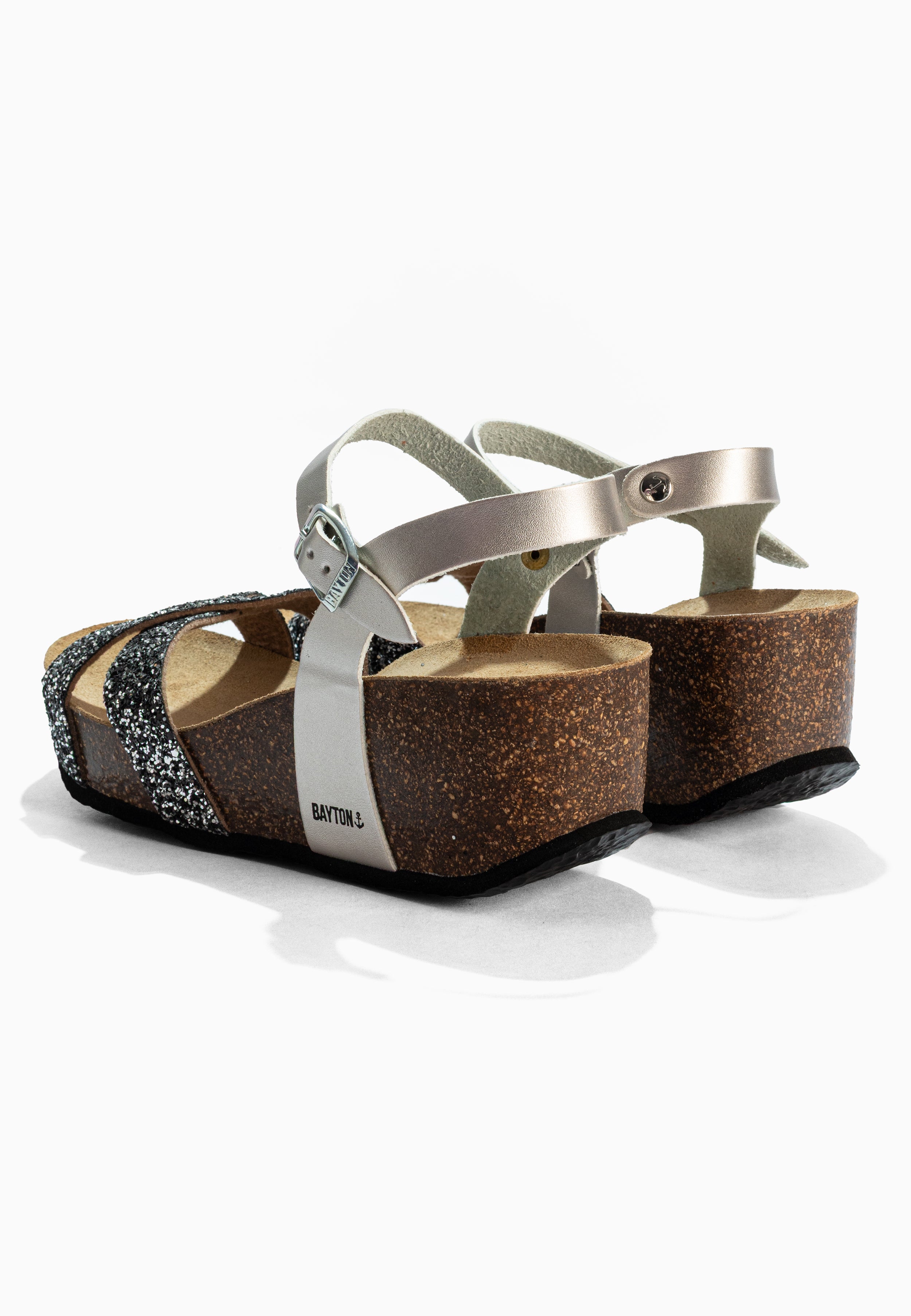 Venus Anthracite and Silver Wedge and Semi-Wedge Sandals