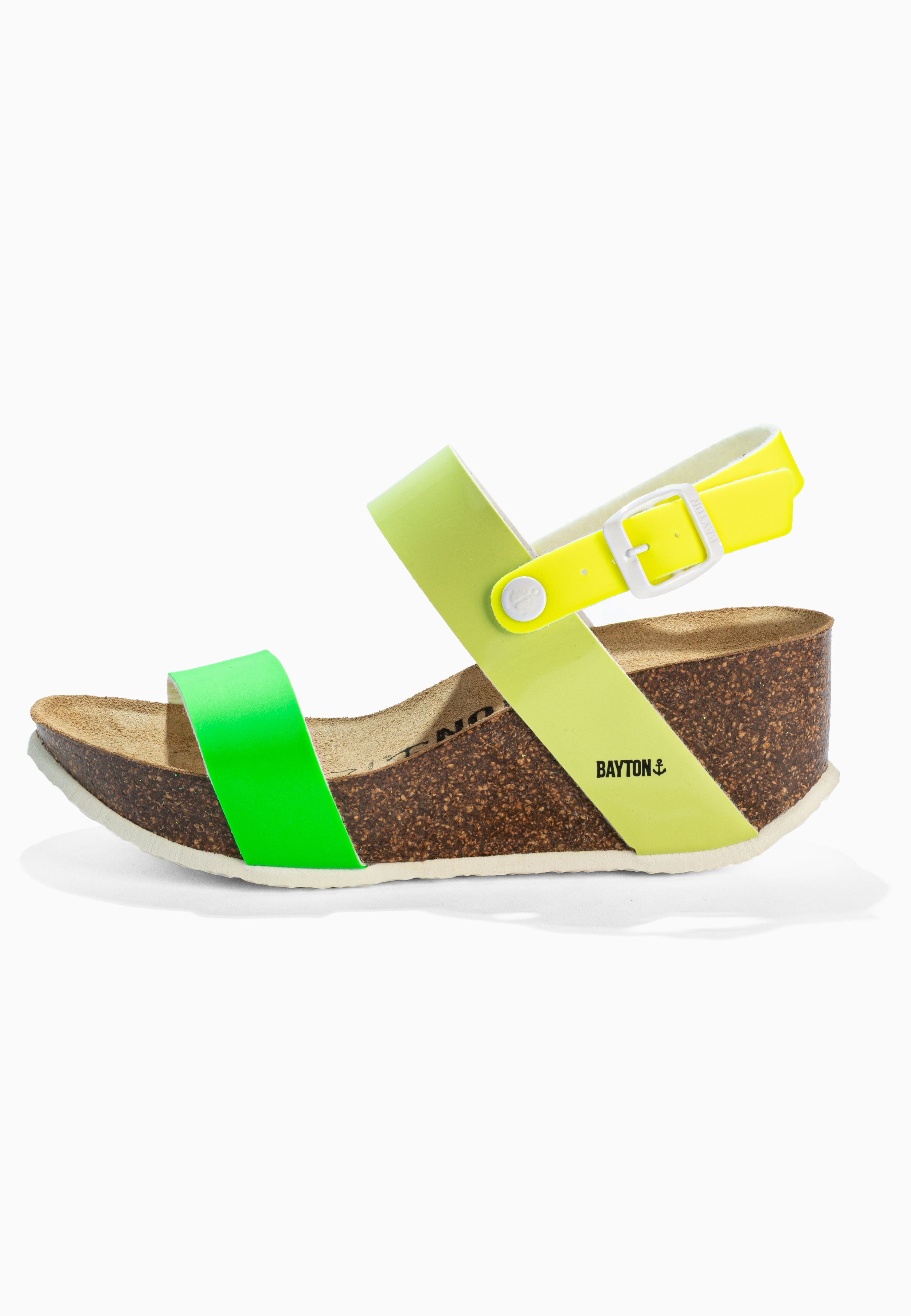 Sandalias Selene De Cuña Y Semicuña Verde Y Amarillo