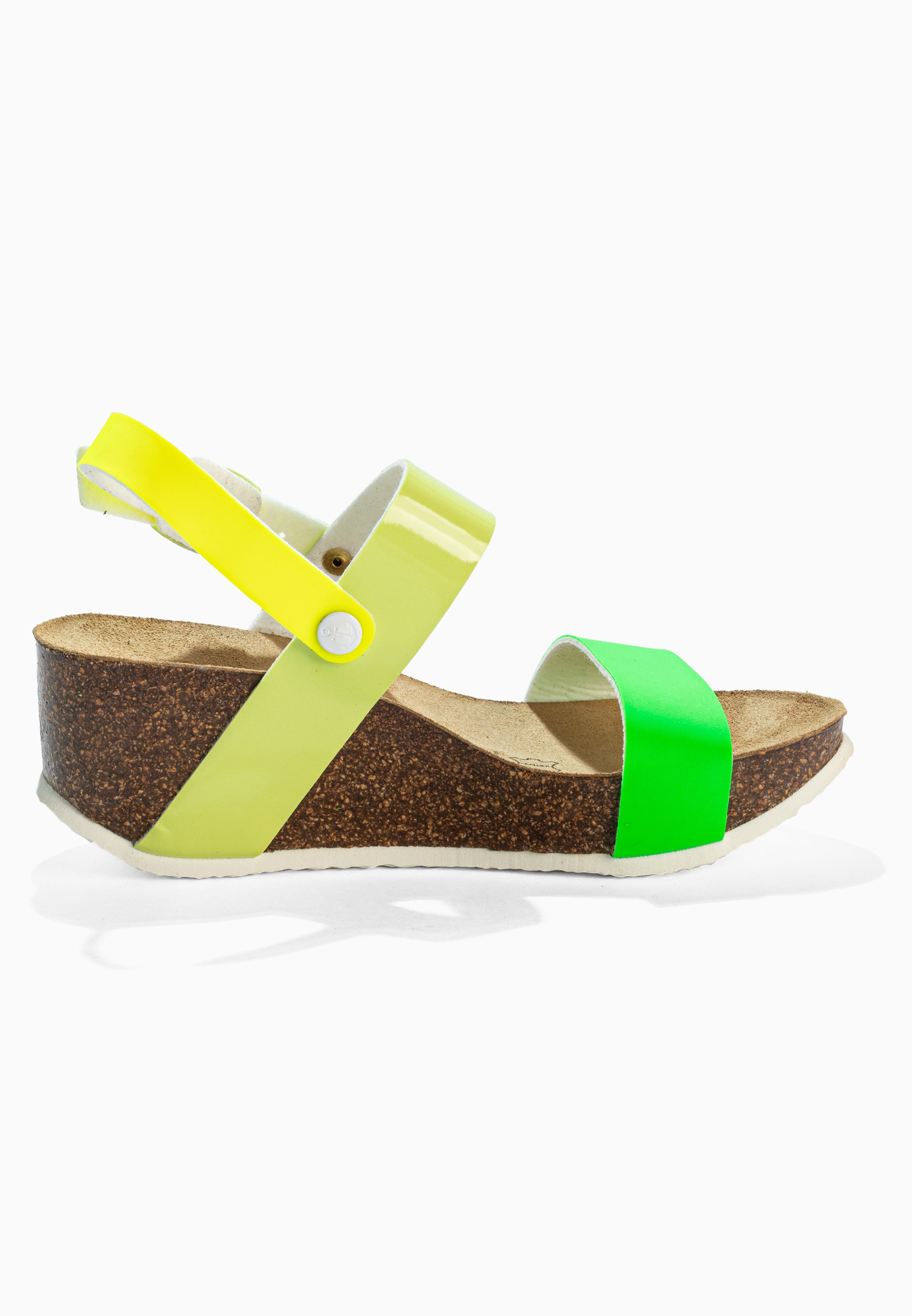 Sandalias Selene De Cuña Y Semicuña Verde Y Amarillo