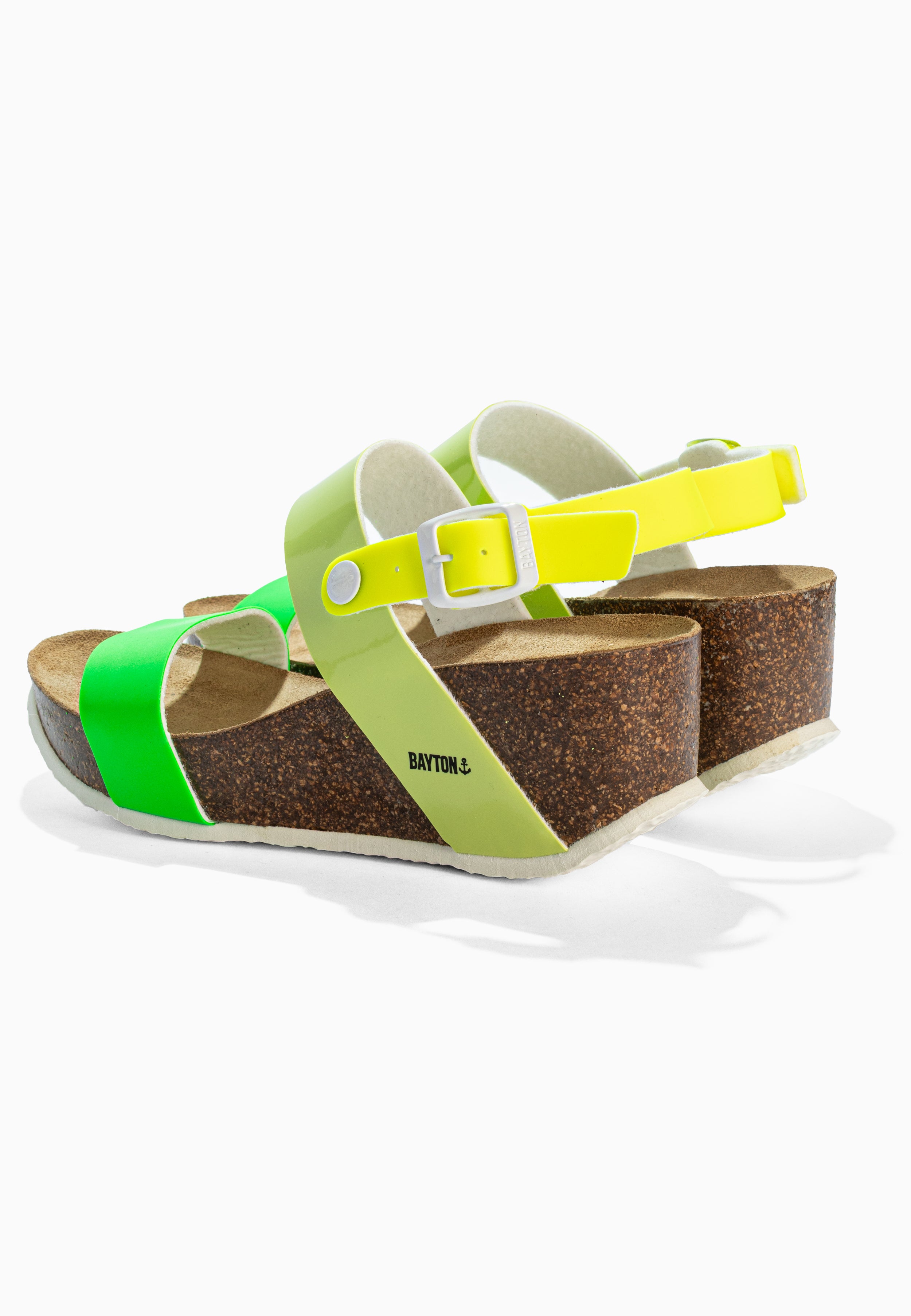 Sandalias Selene De Cuña Y Semicuña Verde Y Amarillo