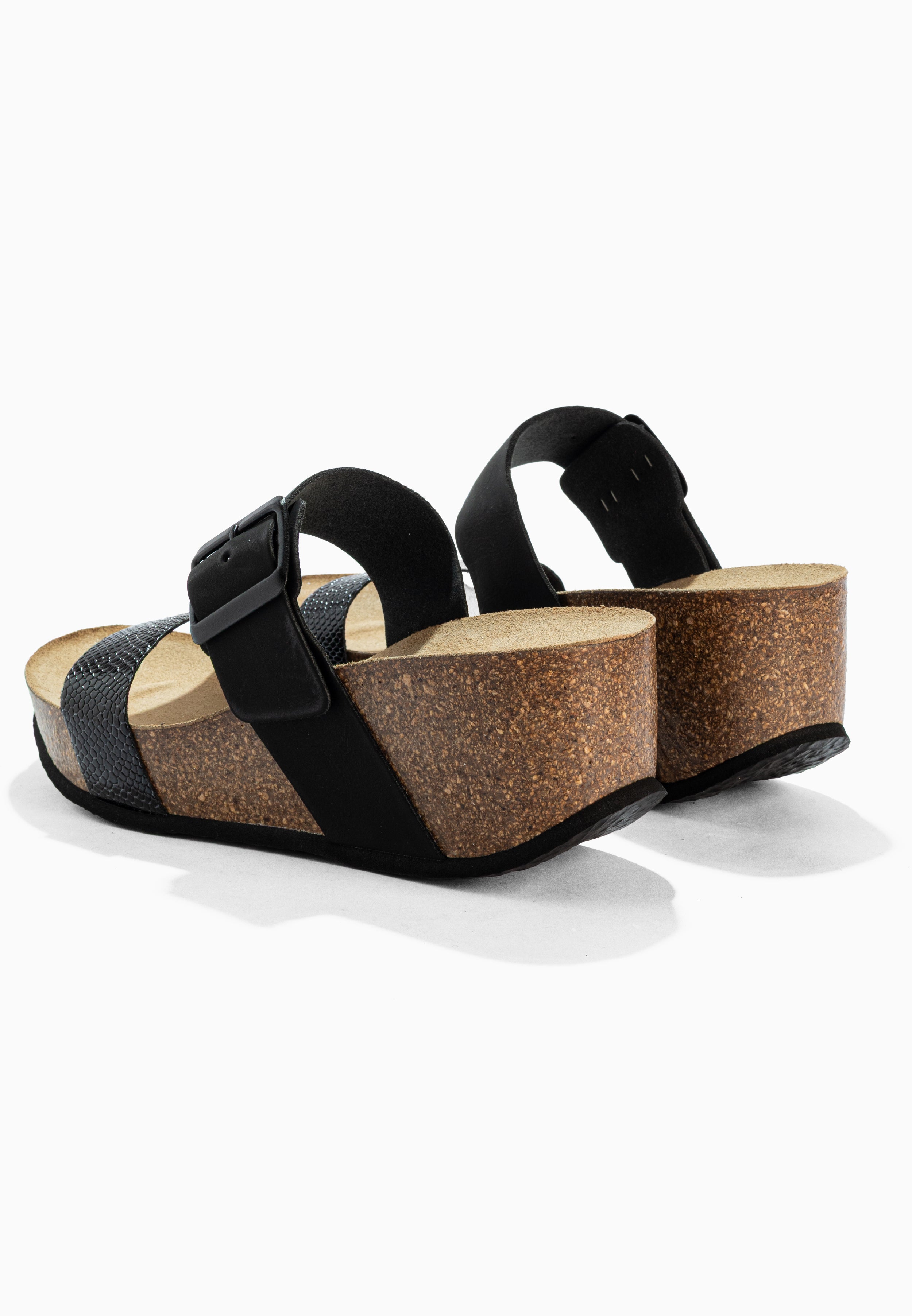 Sandalias Persee de cuña y semicuña en negro