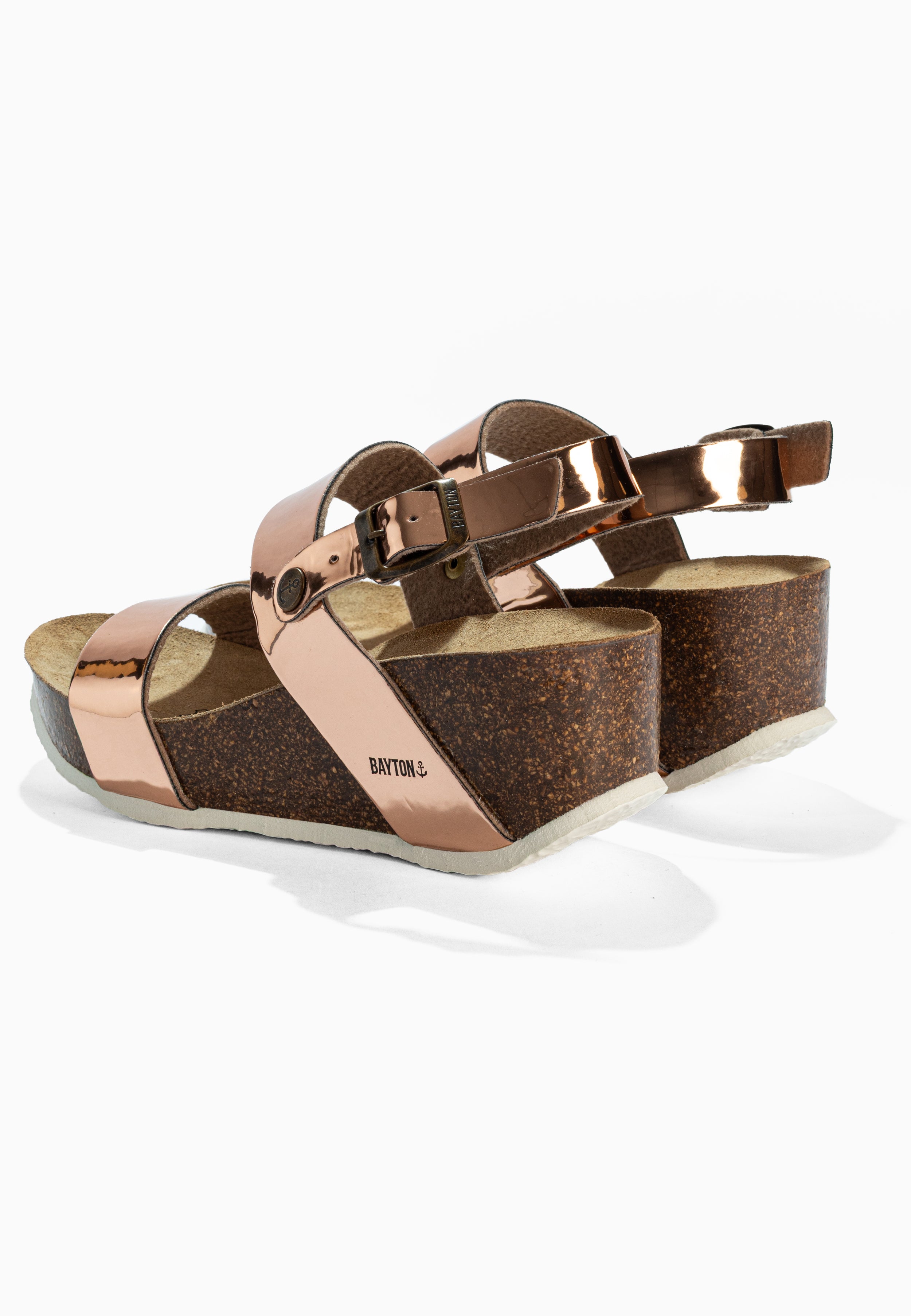 Sandalias con cuña y media cuña Selene en oro rosa