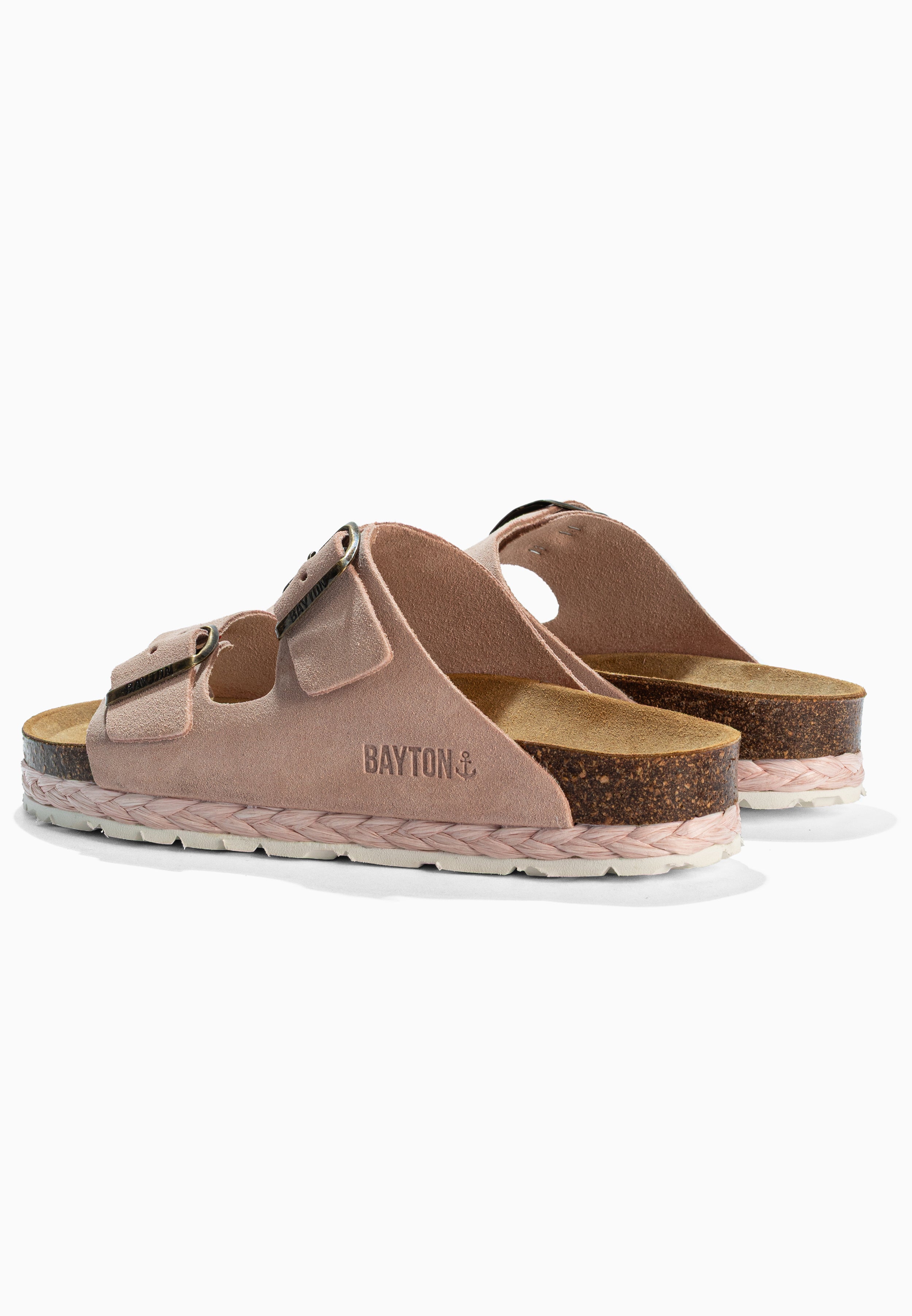 Sandales 2 Brides Benalla Rose Clair en Cuir Suédé