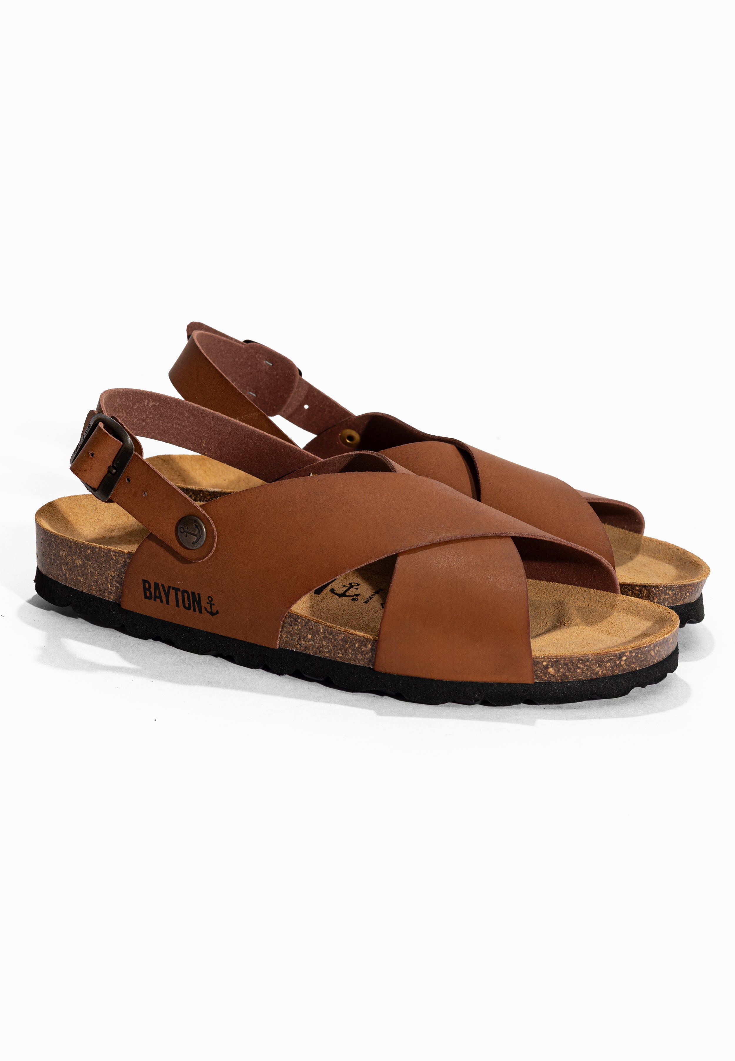 Sandalias multitiras tweed marrón
