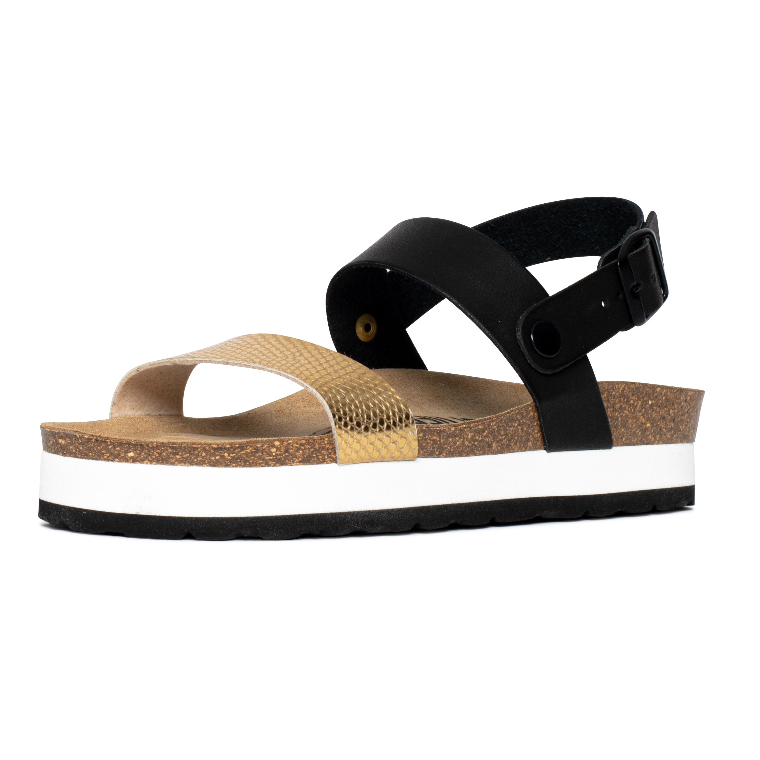 Gladstone Black and Gold Platform Sandals