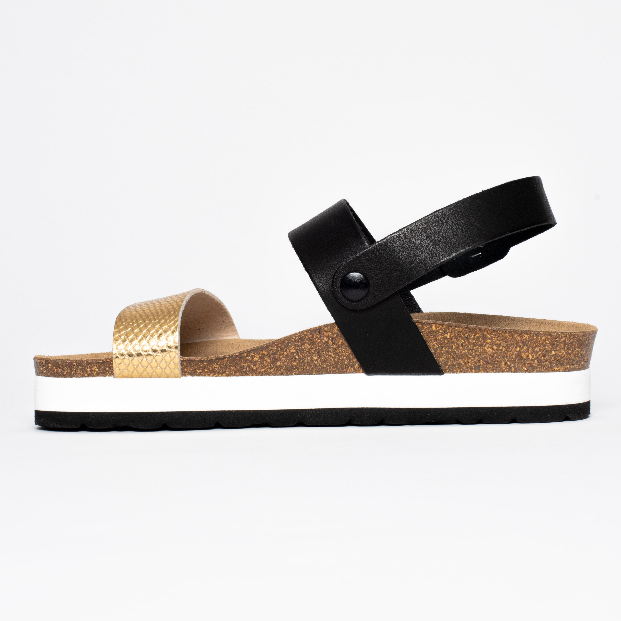 Gladstone Black and Gold Platform Sandals