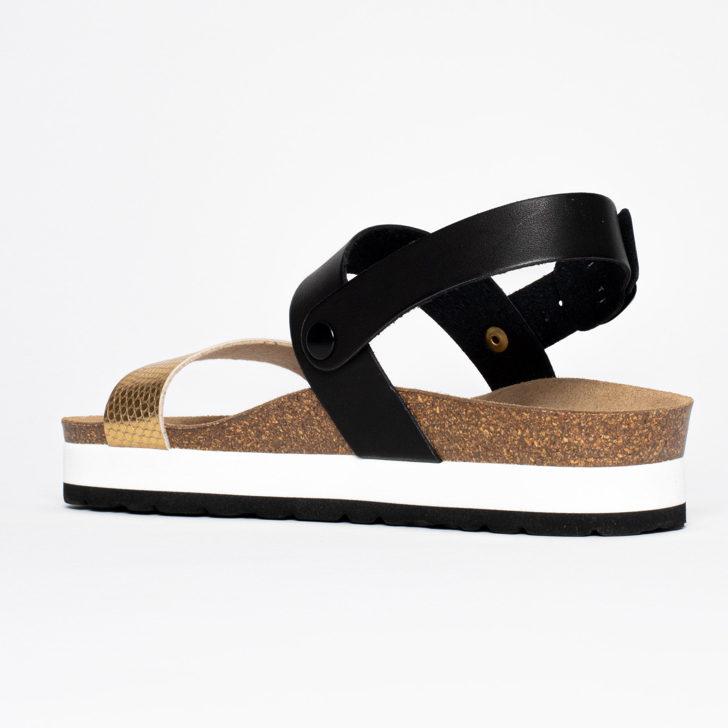Gladstone Black and Gold Platform Sandals