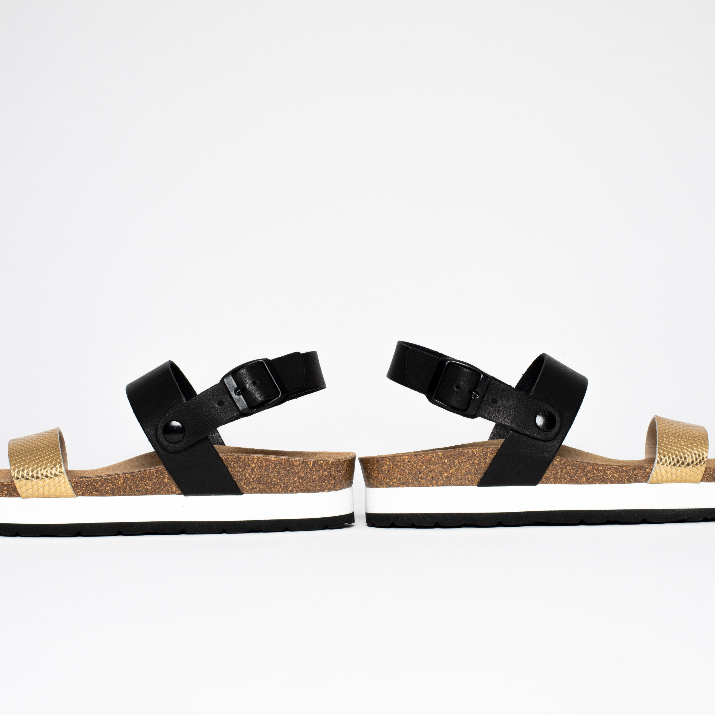 Gladstone Black and Gold Platform Sandals