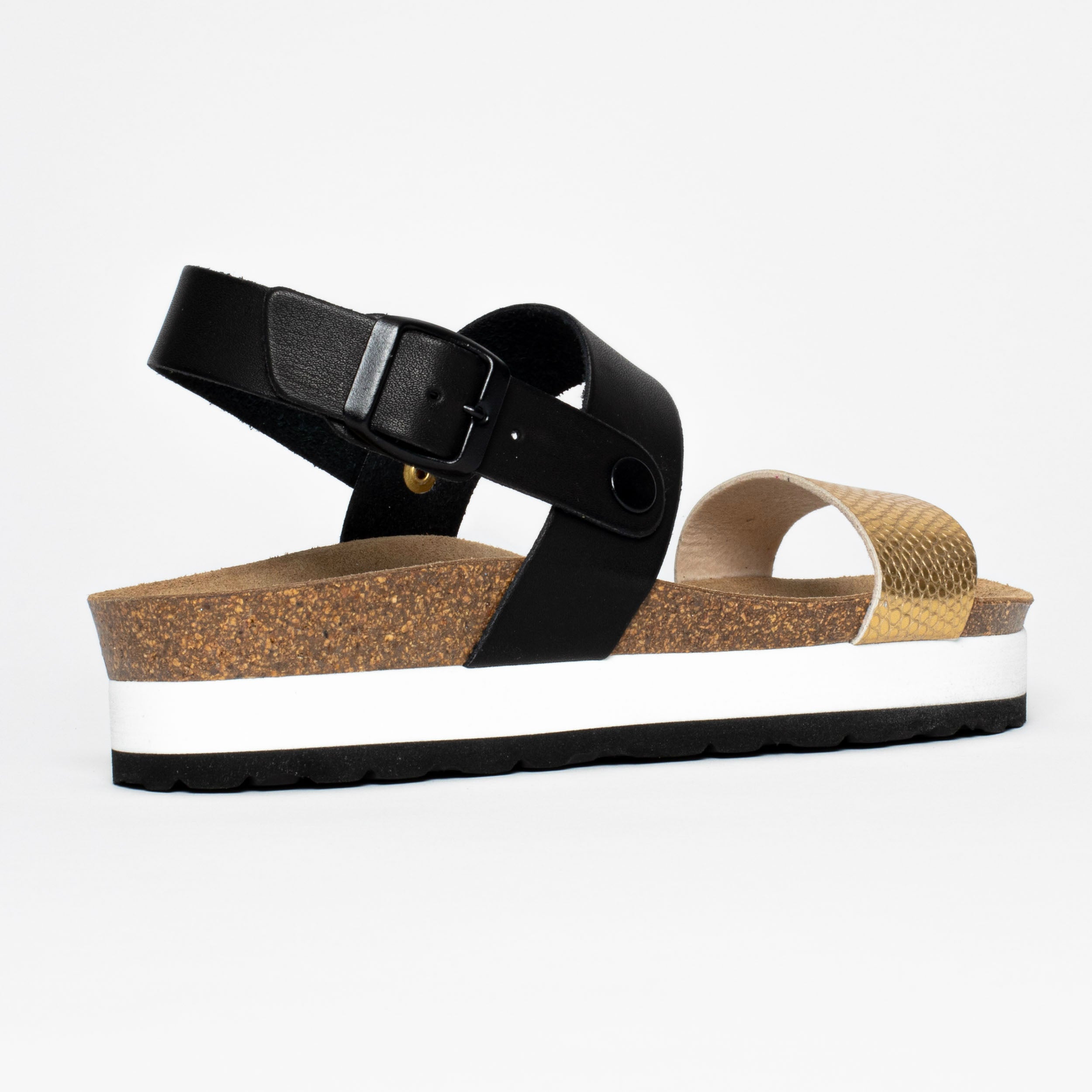 Gladstone Black and Gold Platform Sandals