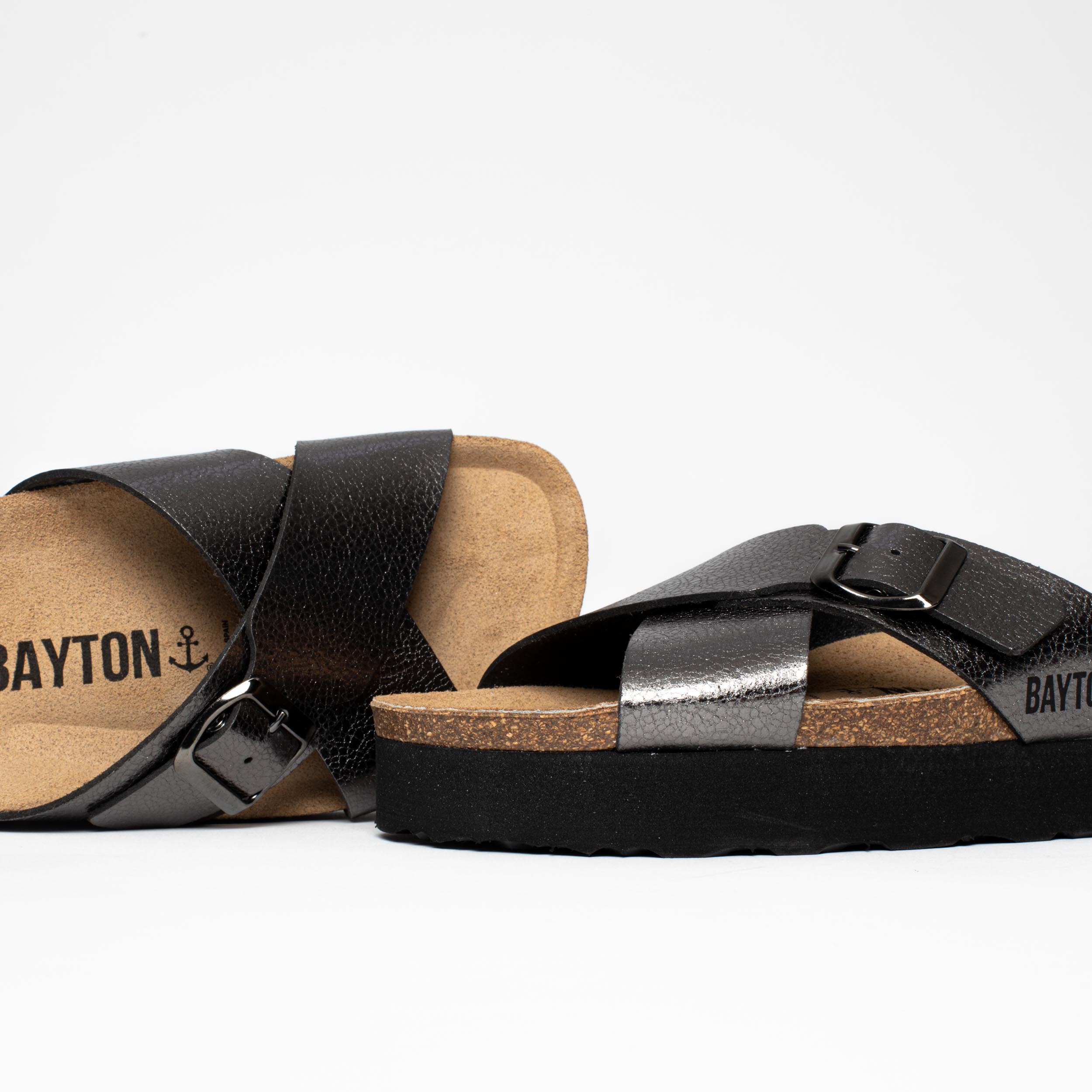 Ajax Charcoal Gray Platform Sandals