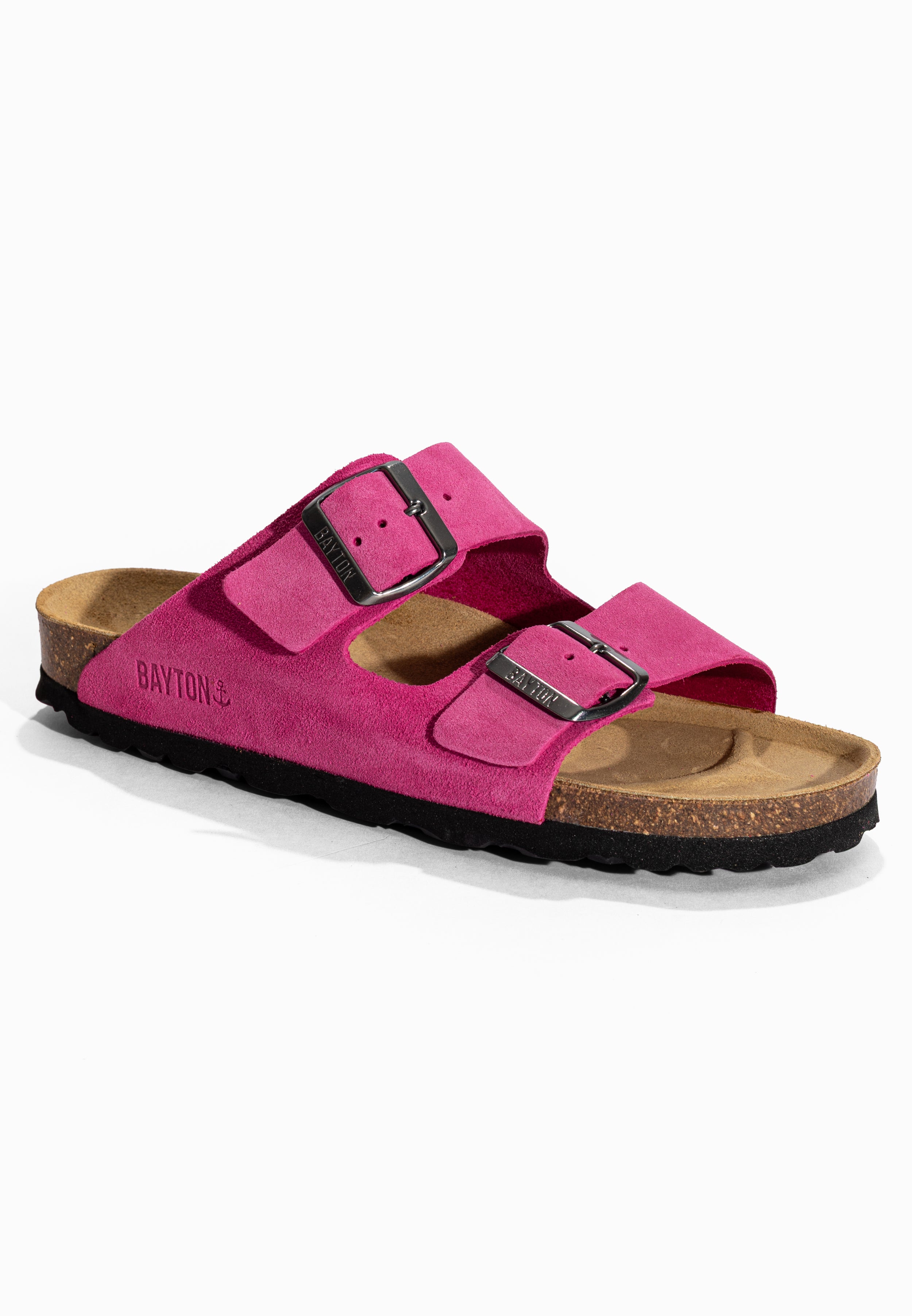 Sandales 2 Brides Atlas Fuchsia en Cuir Suédé