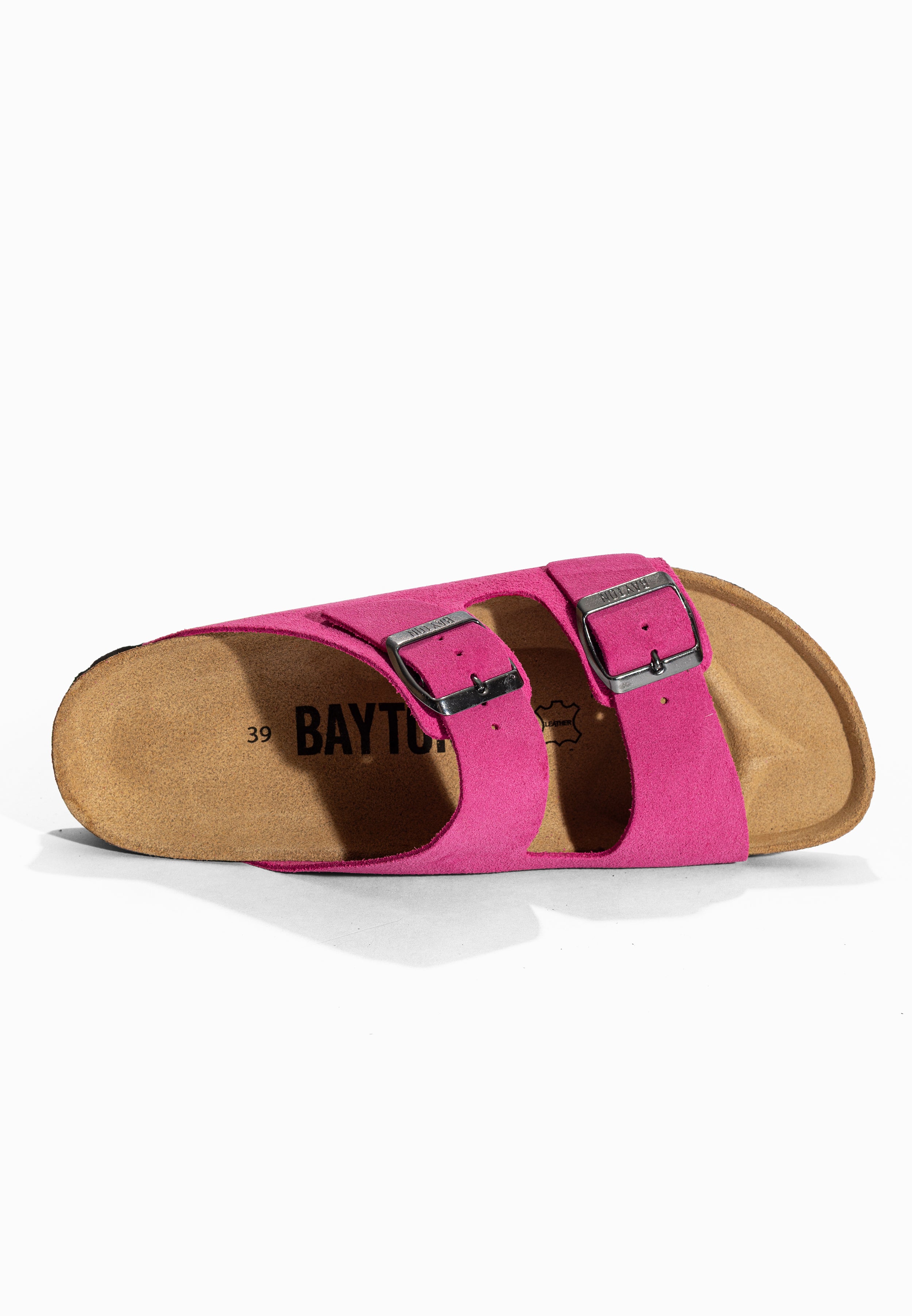 Sandales 2 Brides Atlas Fuchsia en Cuir Suédé