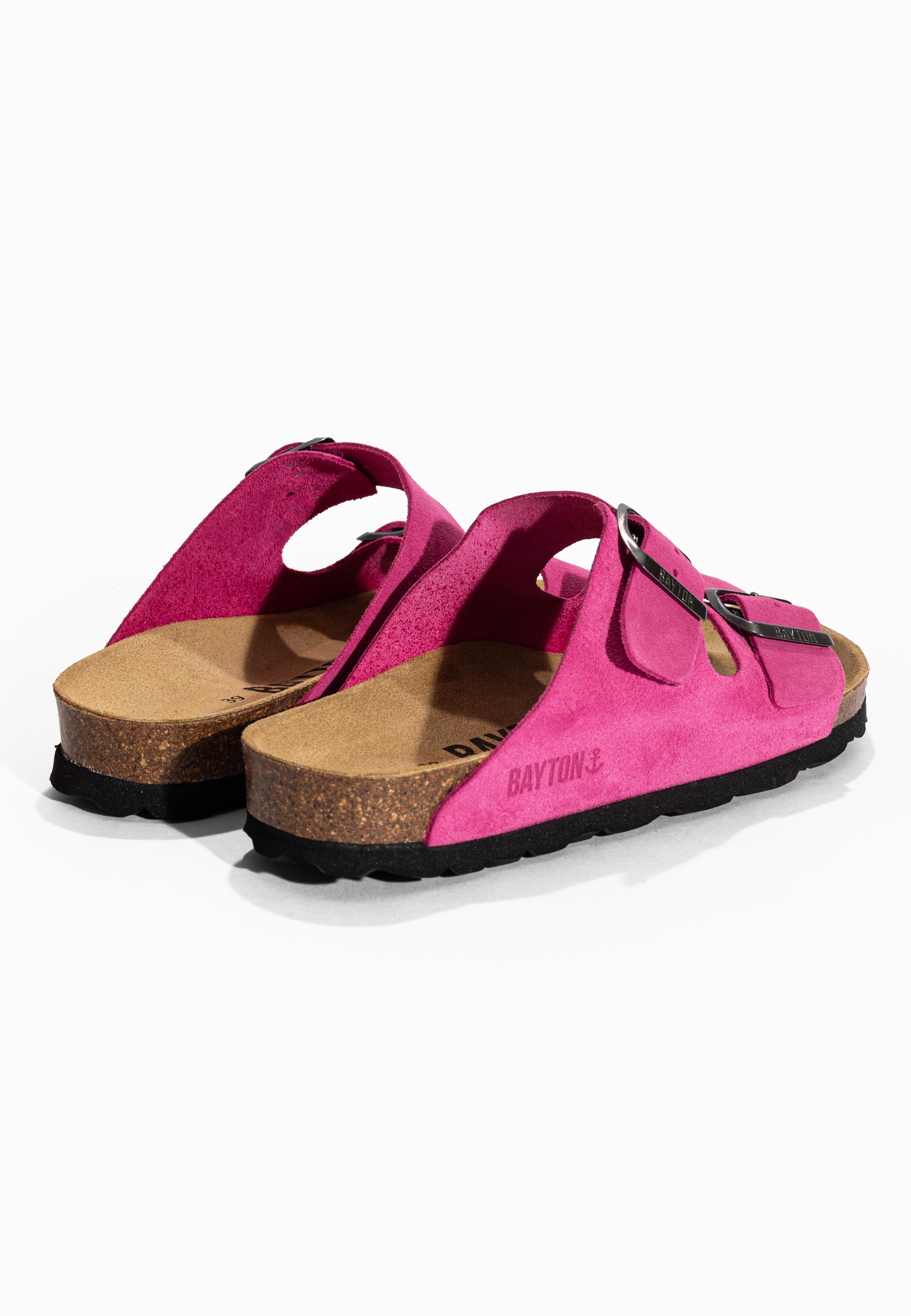 Sandales 2 Brides Atlas Fuchsia en Cuir Suédé