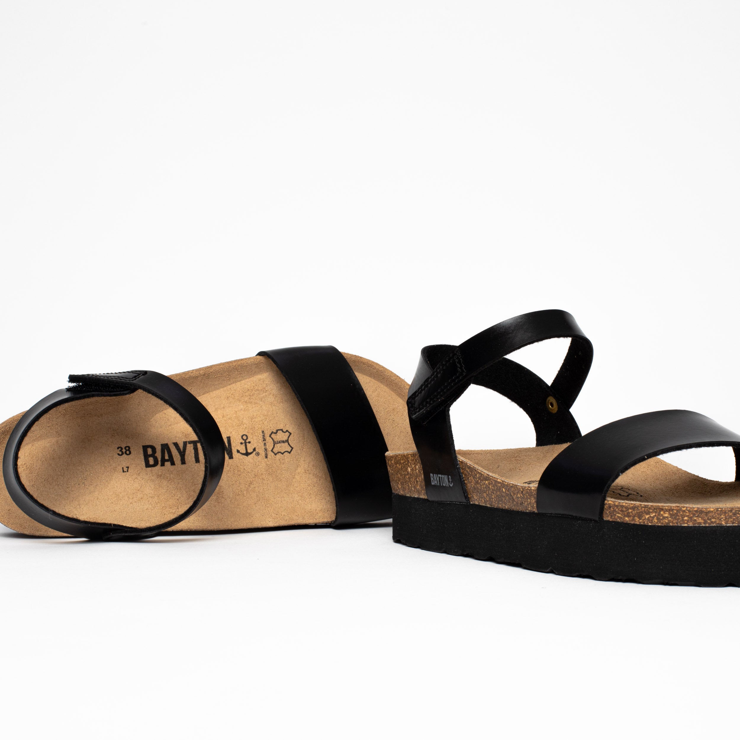 Almeria Black Platform Sandals