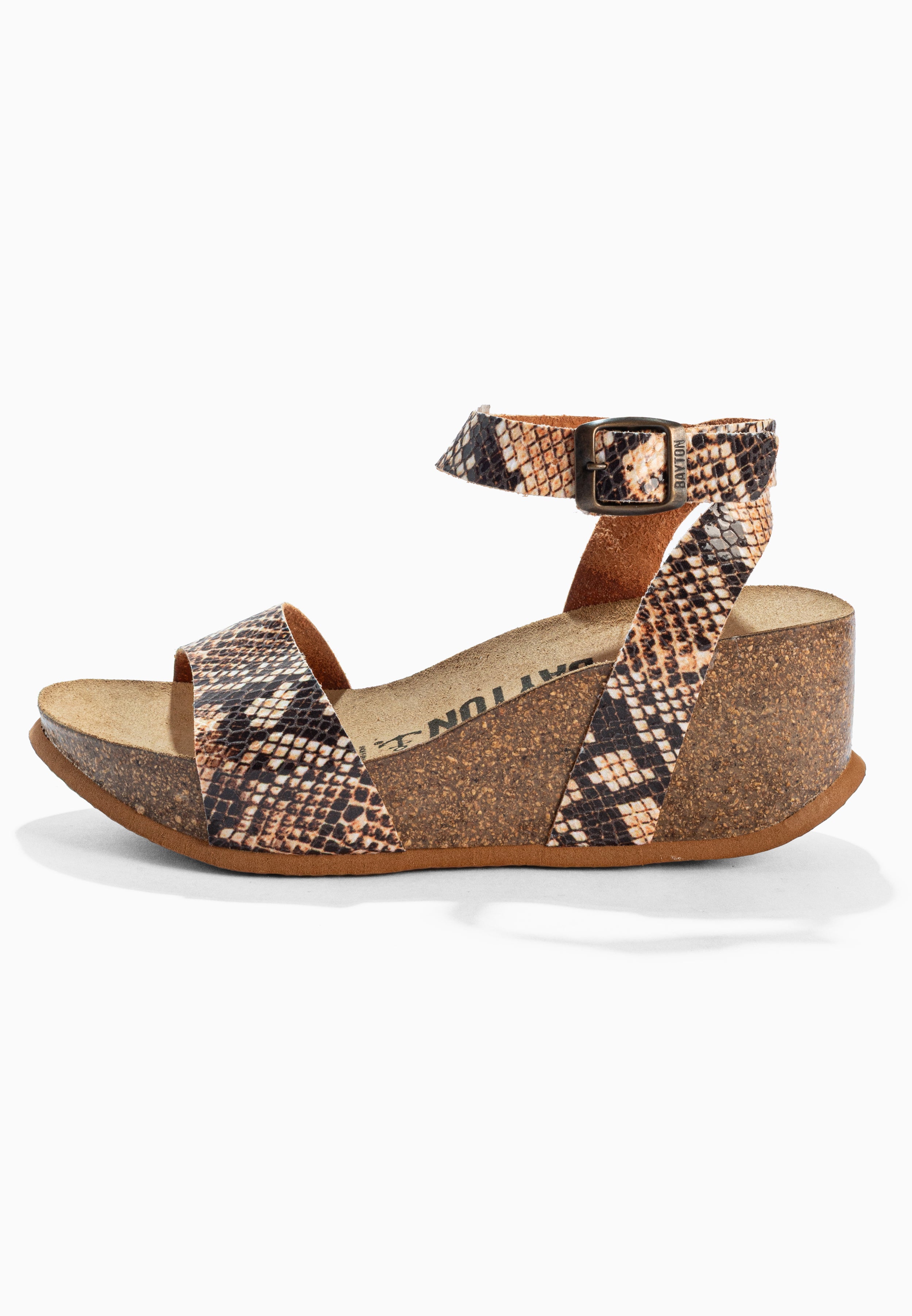 Sandalias Sol Cuña y Semicuña Beige y Pitón