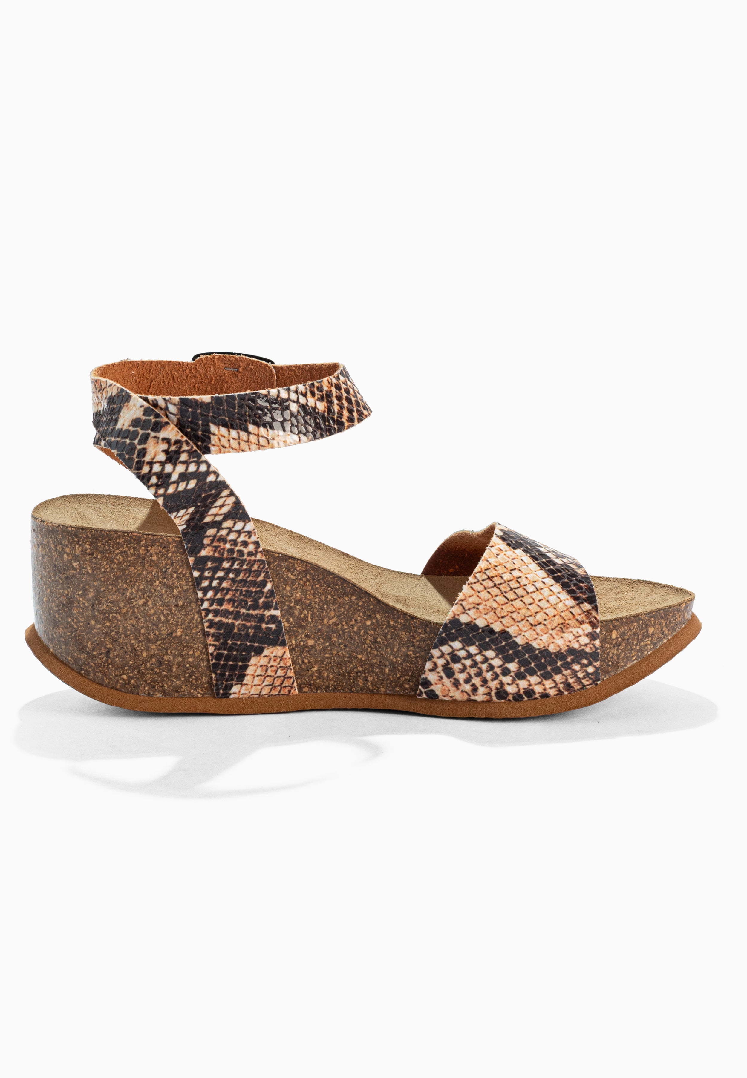 Sandalias Sol Cuña y Semicuña Beige y Pitón