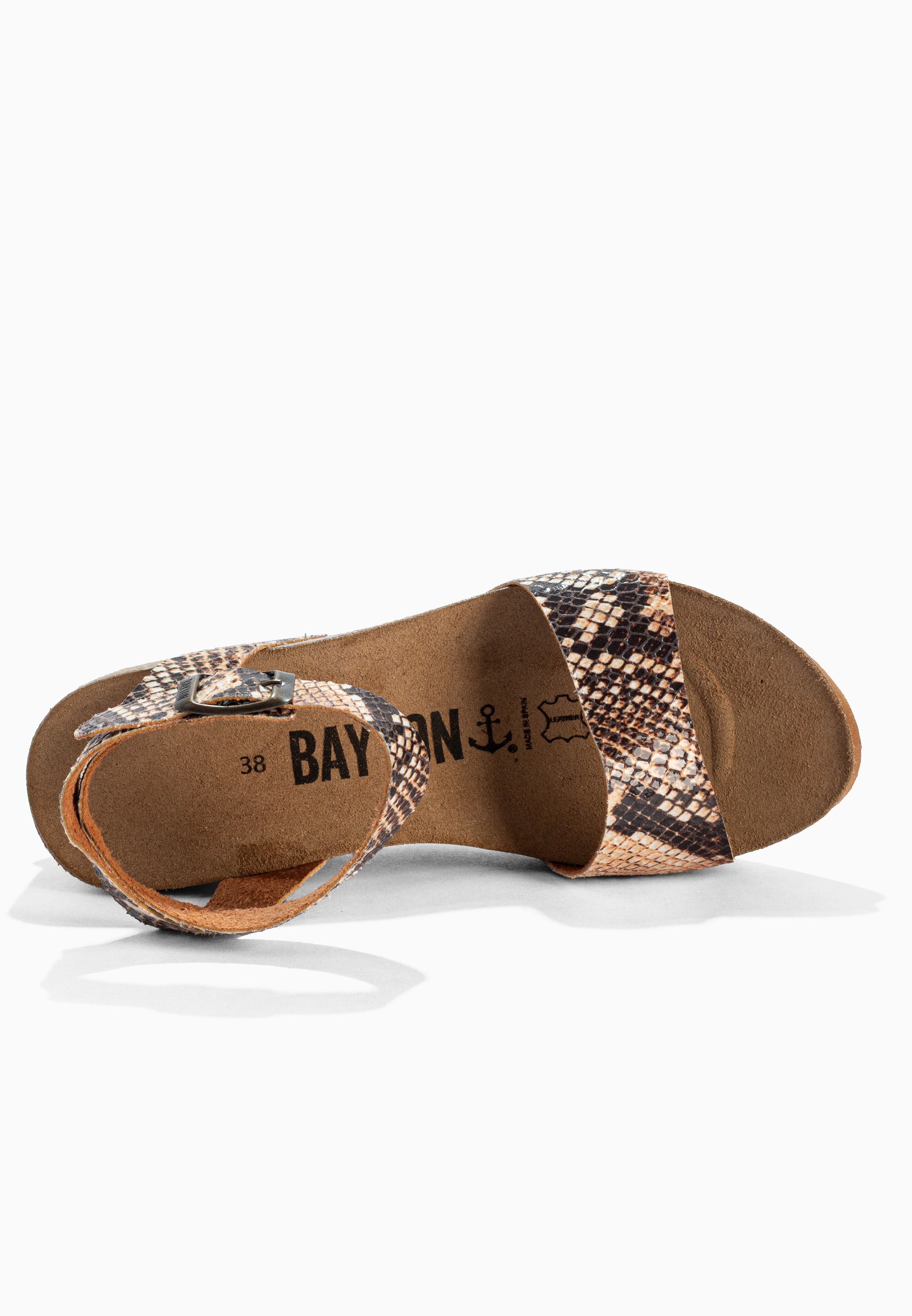 Sandalias Sol Cuña y Semicuña Beige y Pitón