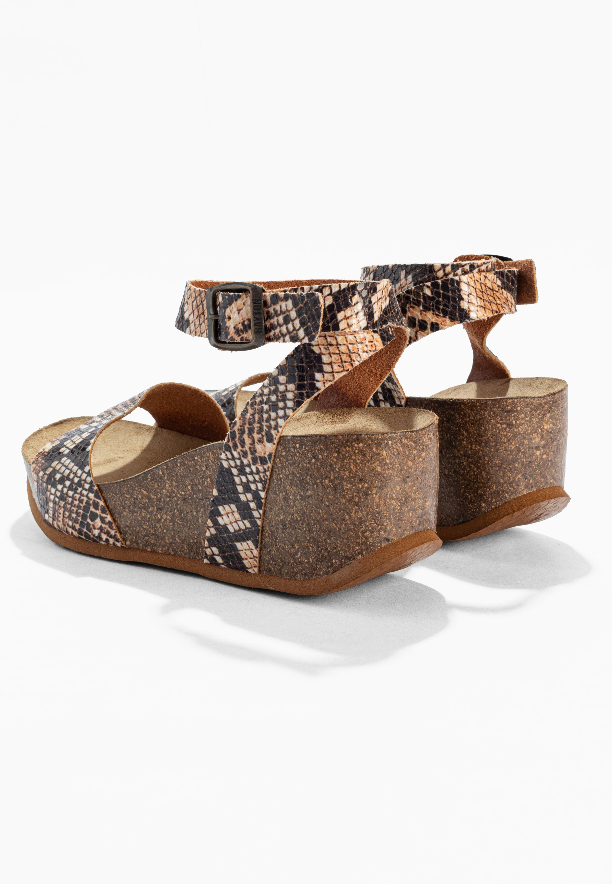 Sandalias Sol Cuña y Semicuña Beige y Pitón