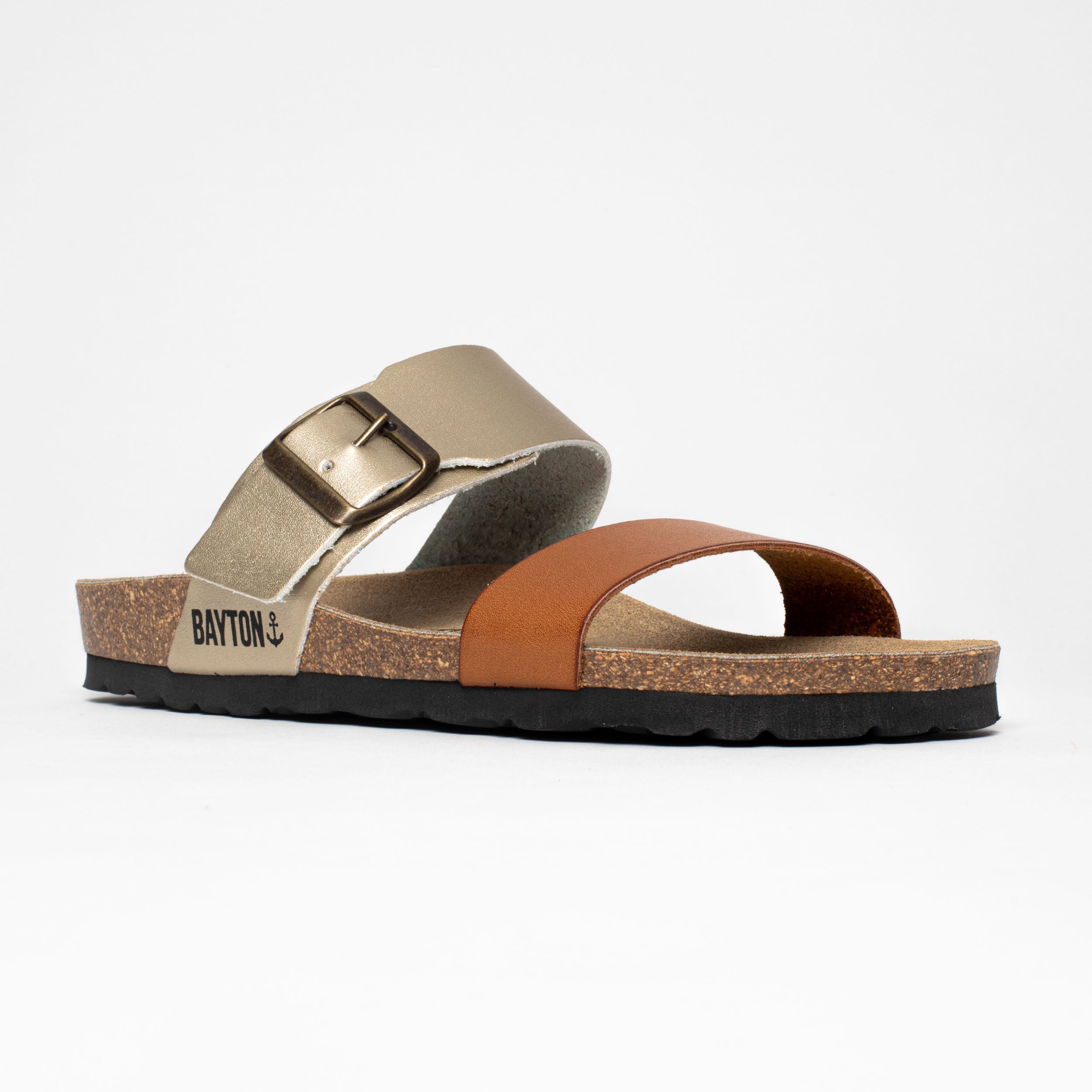 Sandales 2 Brides Valence Camel Et Platinium
