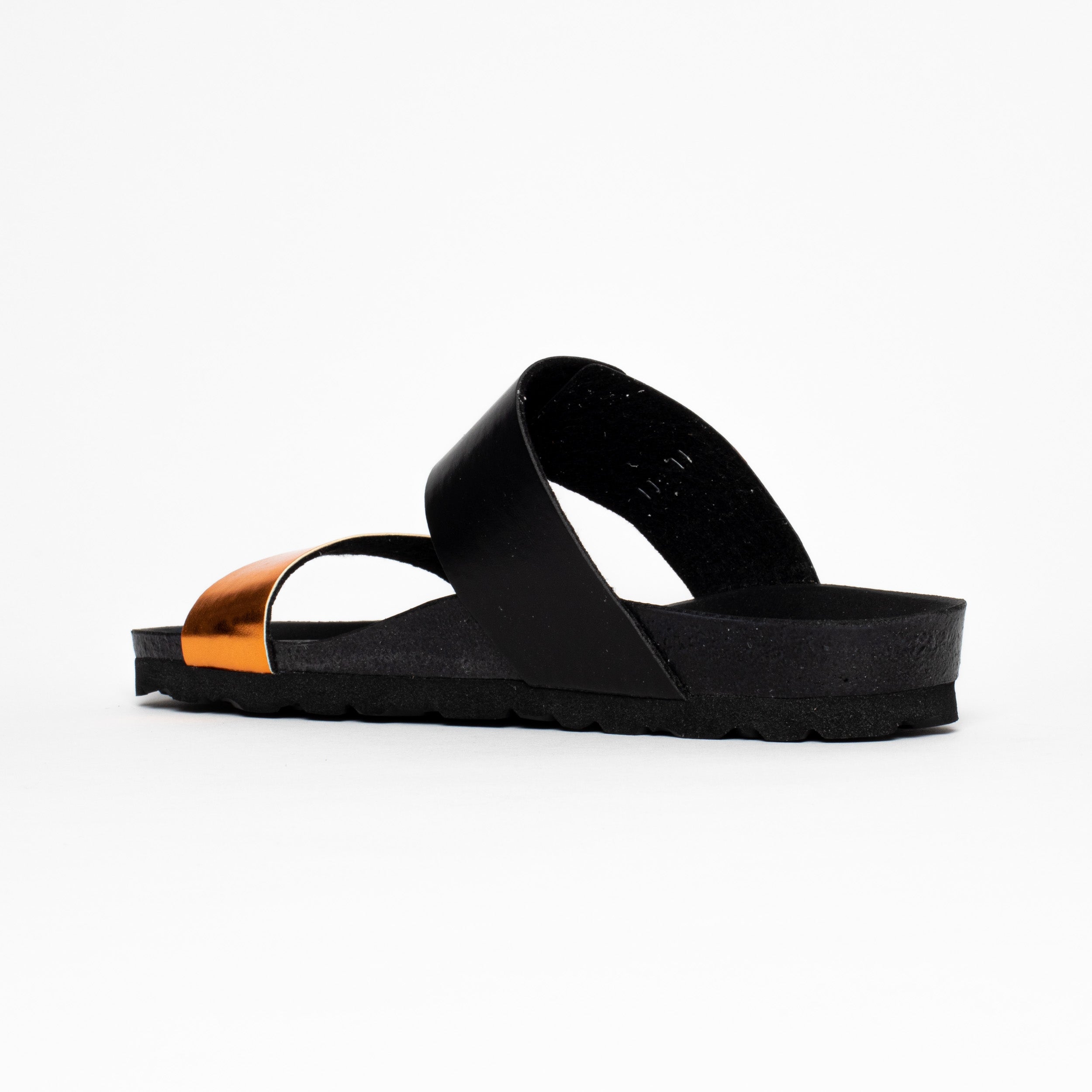 Sandalias Valence de 2 tiras en naranja y negro