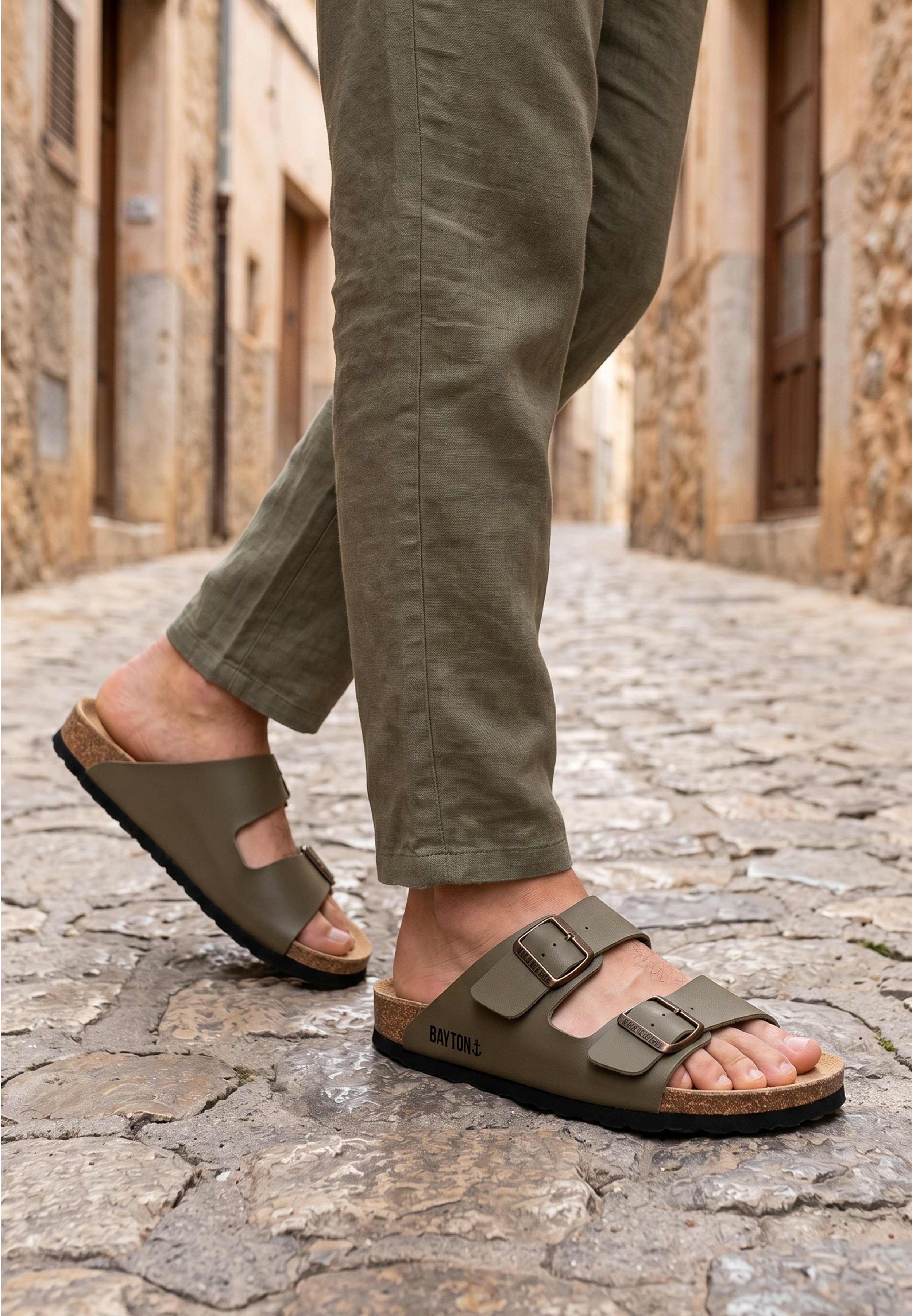 Sandales 2 Brides Atlas Kaki