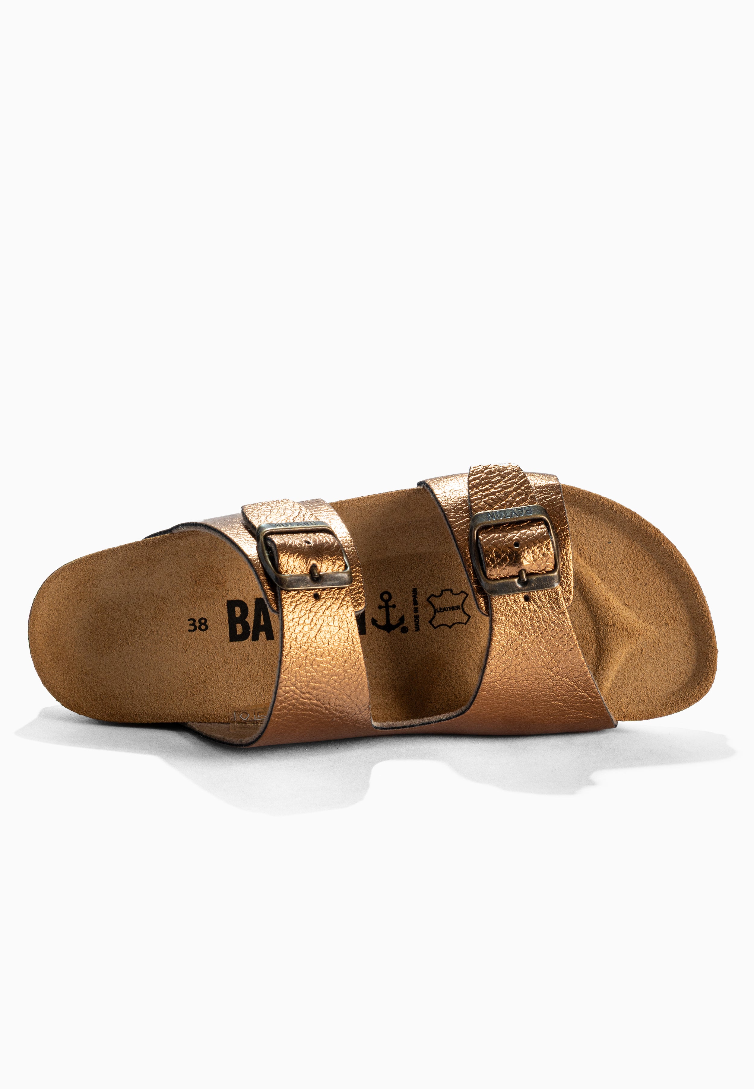 Sandalias Pura Bronce Con 2 Tiras